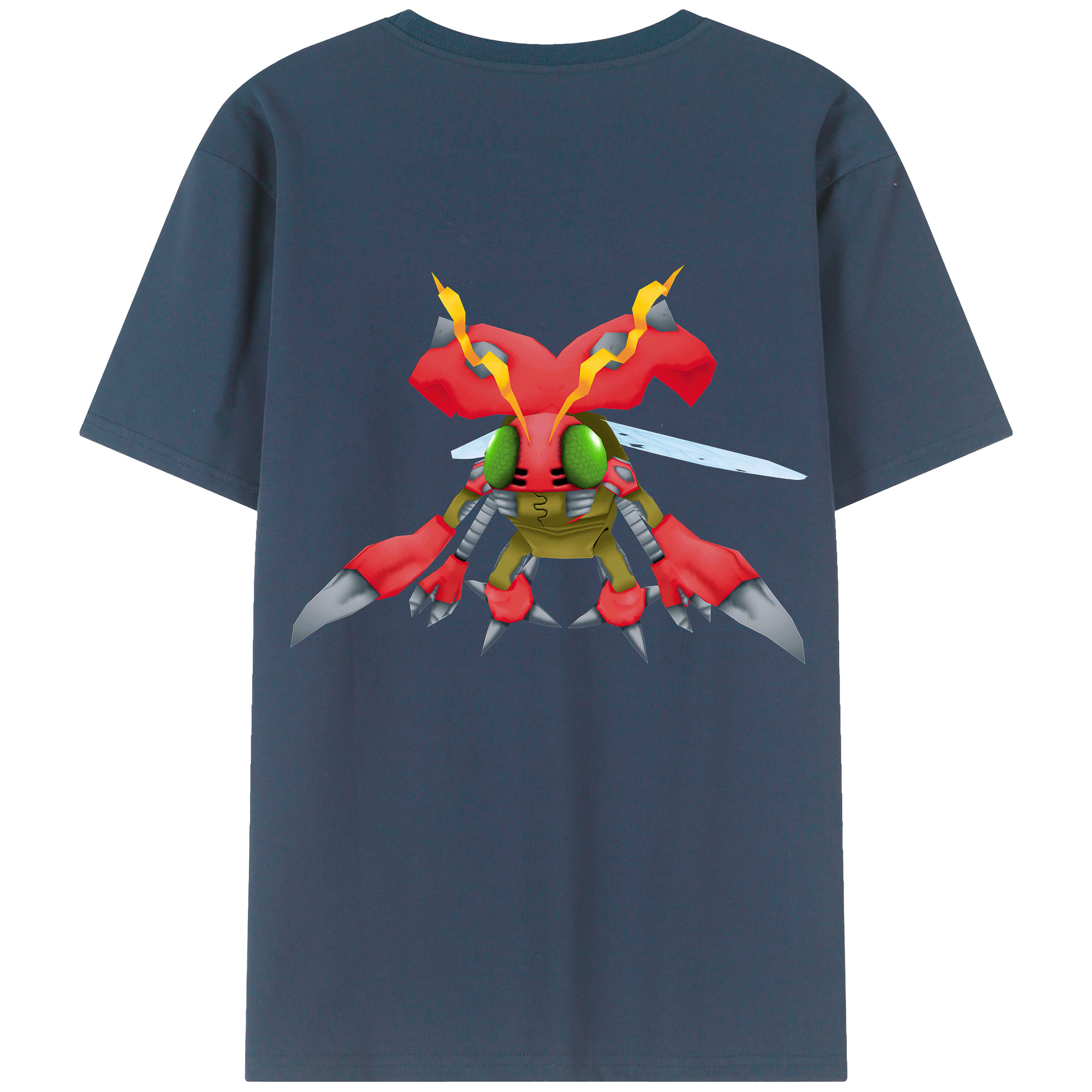 （画像用） Digimon デジタルモンスター/デジモン 綿100％ メンズ半袖Tシャツ（バックプリント） 通気性