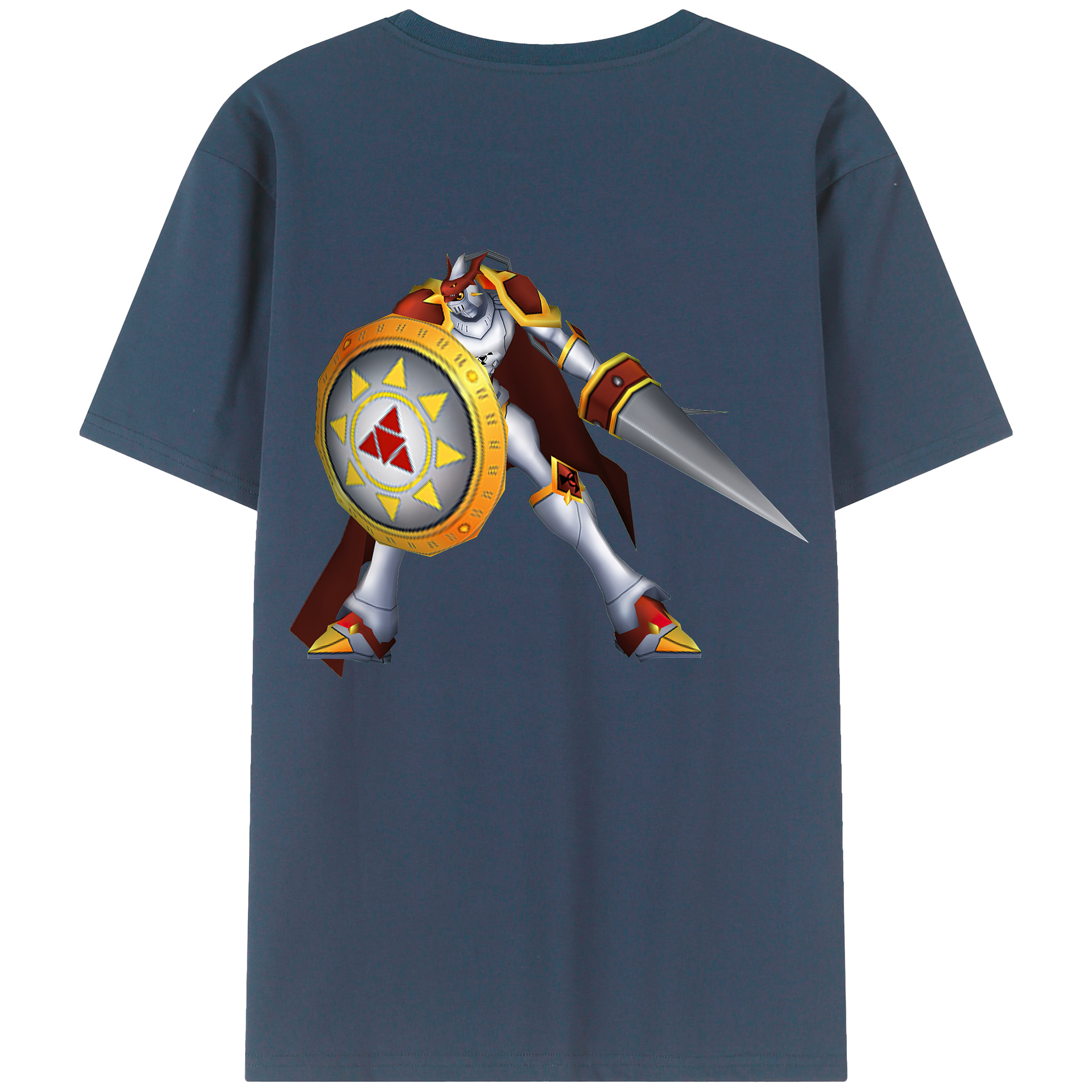 （画像用） Digimon デジタルモンスター/デジモン 綿100％ メンズ半袖Tシャツ（バックプリント） 通気性