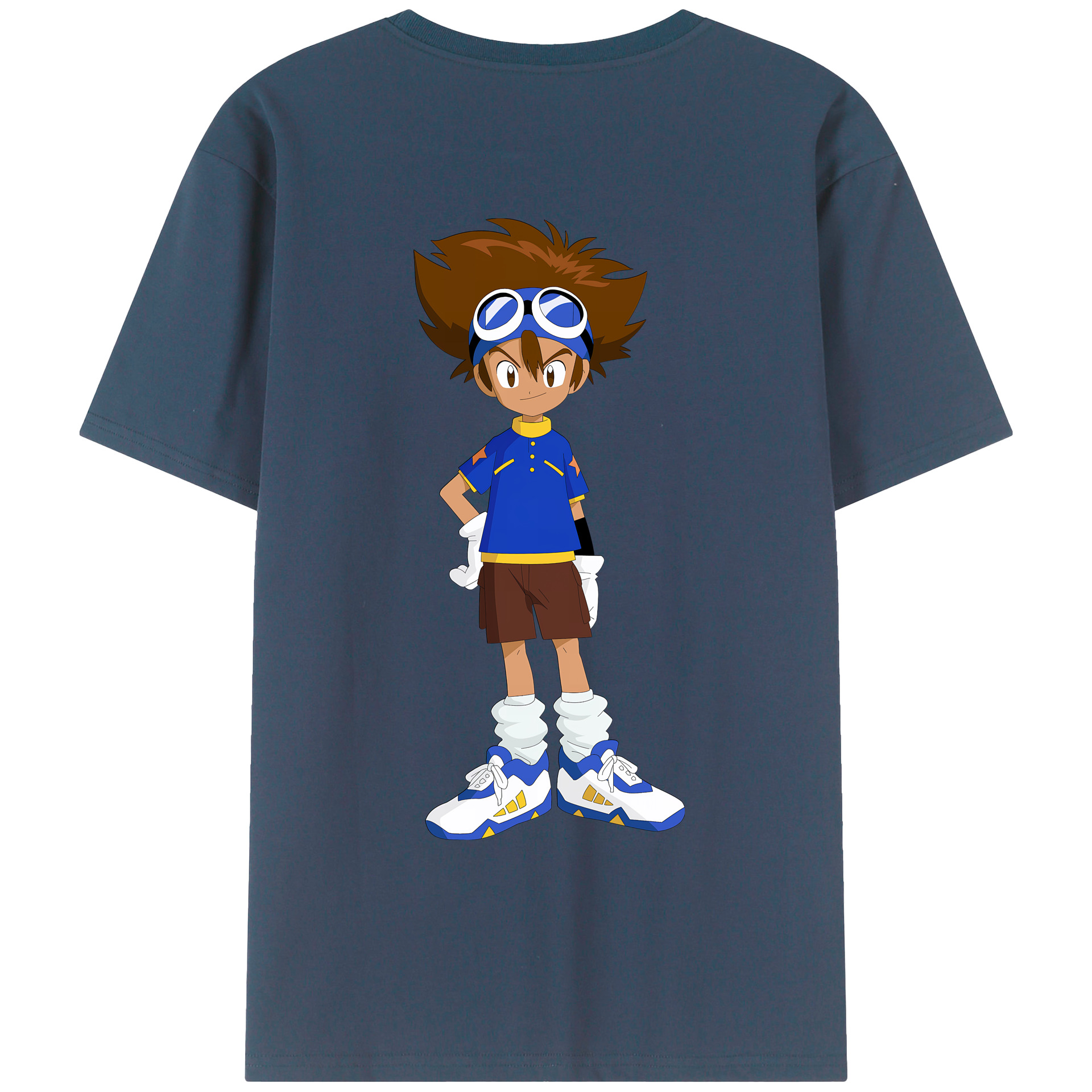 （画像用） Digimon デジタルモンスター/デジモン 綿100％ メンズ半袖Tシャツ（バックプリント） 通気性
