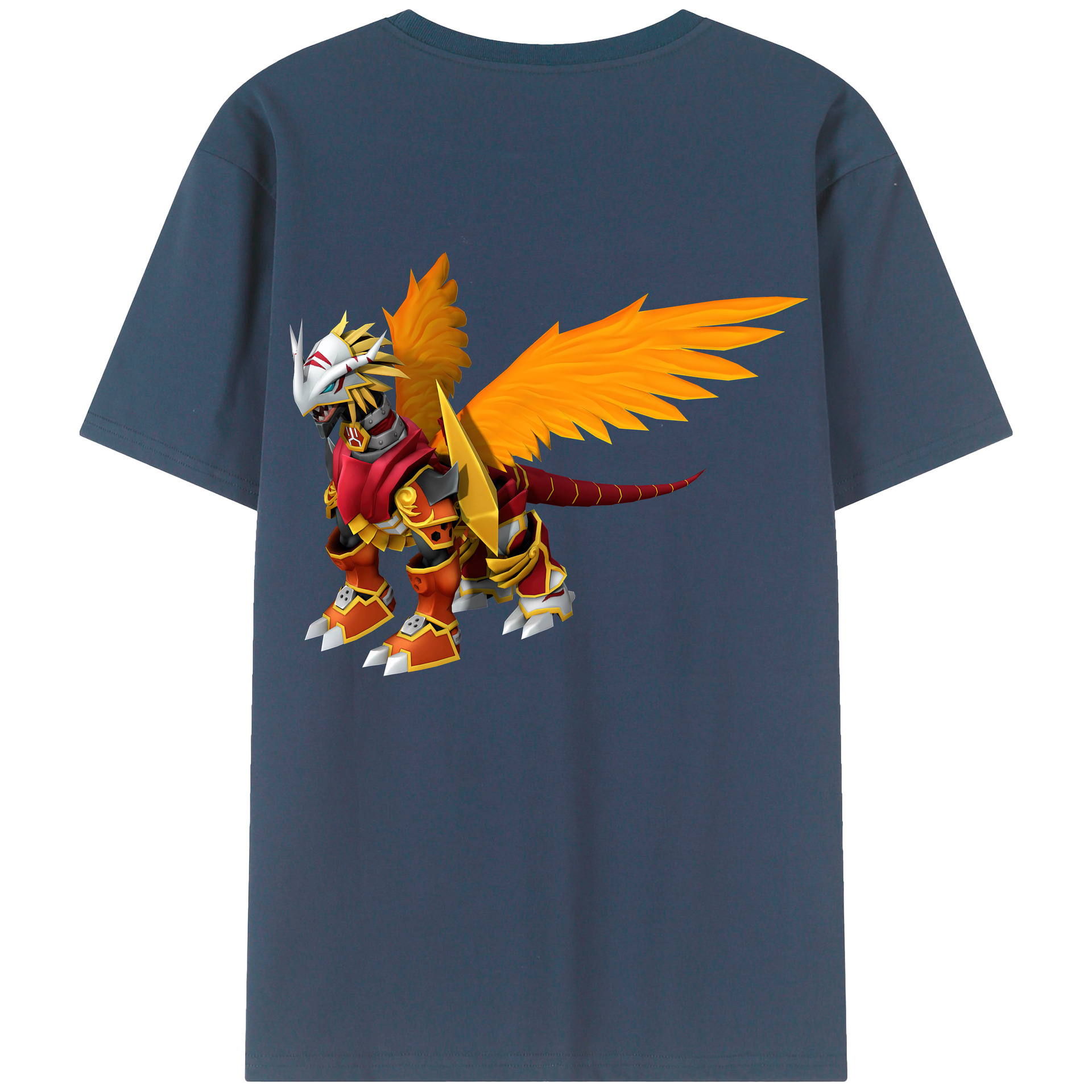 （画像用） Digimon デジタルモンスター/デジモン 綿100％ メンズ半袖Tシャツ（バックプリント） 通気性