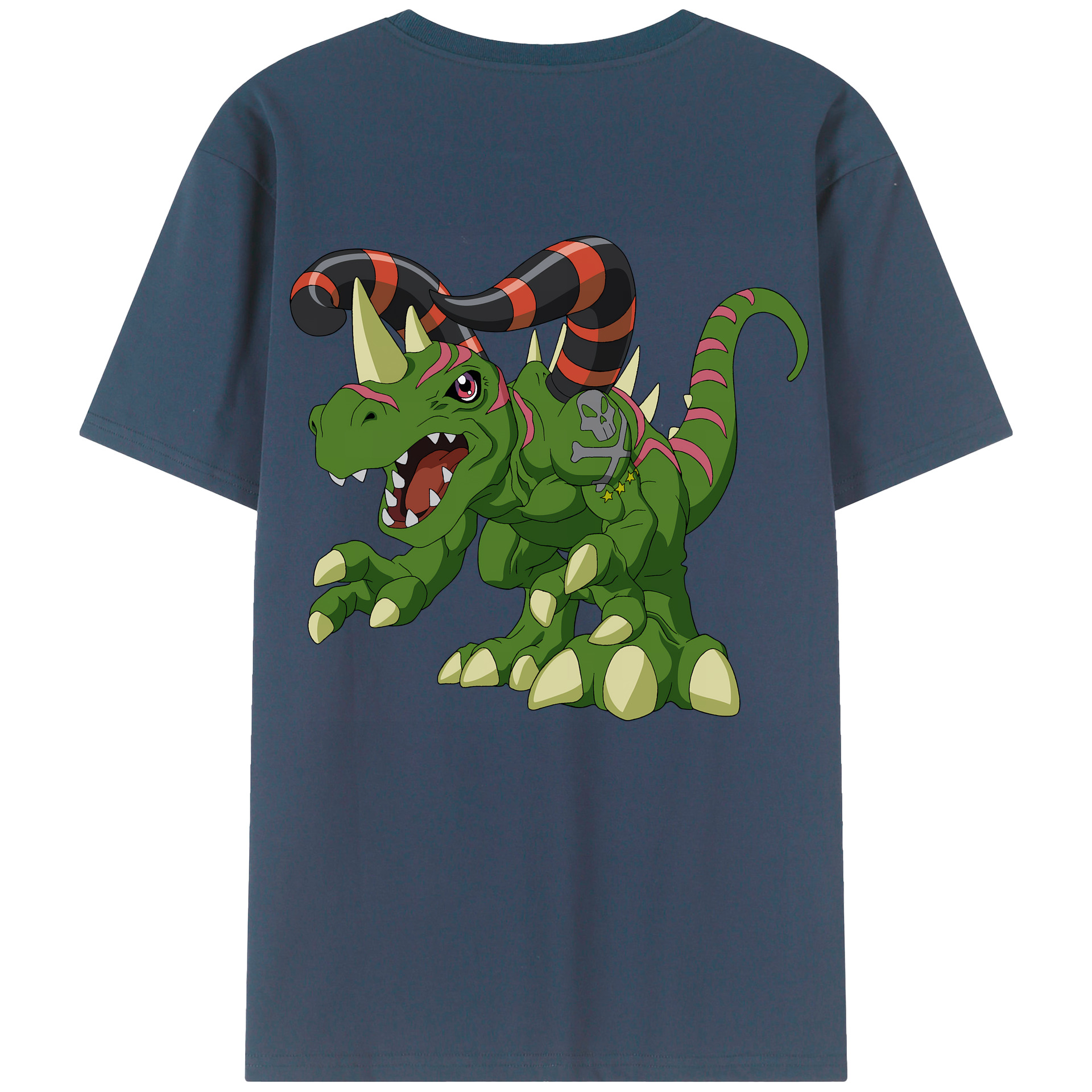 （画像用） Digimon デジタルモンスター/デジモン 綿100％ メンズ半袖Tシャツ（バックプリント） 通気性