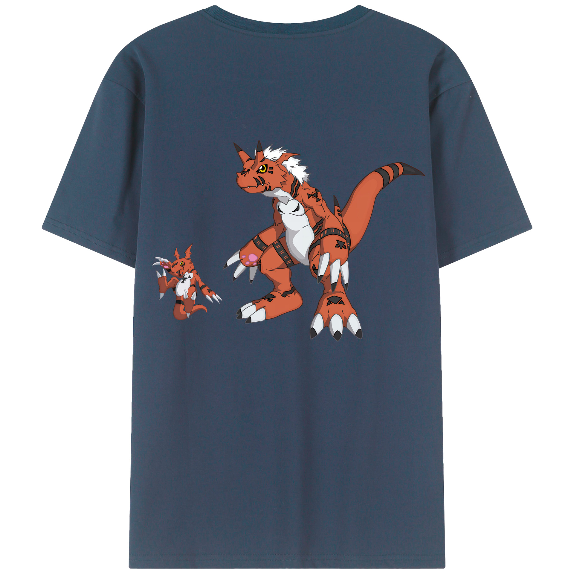（画像用） Digimon デジタルモンスター/デジモン 綿100％ メンズ半袖Tシャツ（バックプリント） 通気性