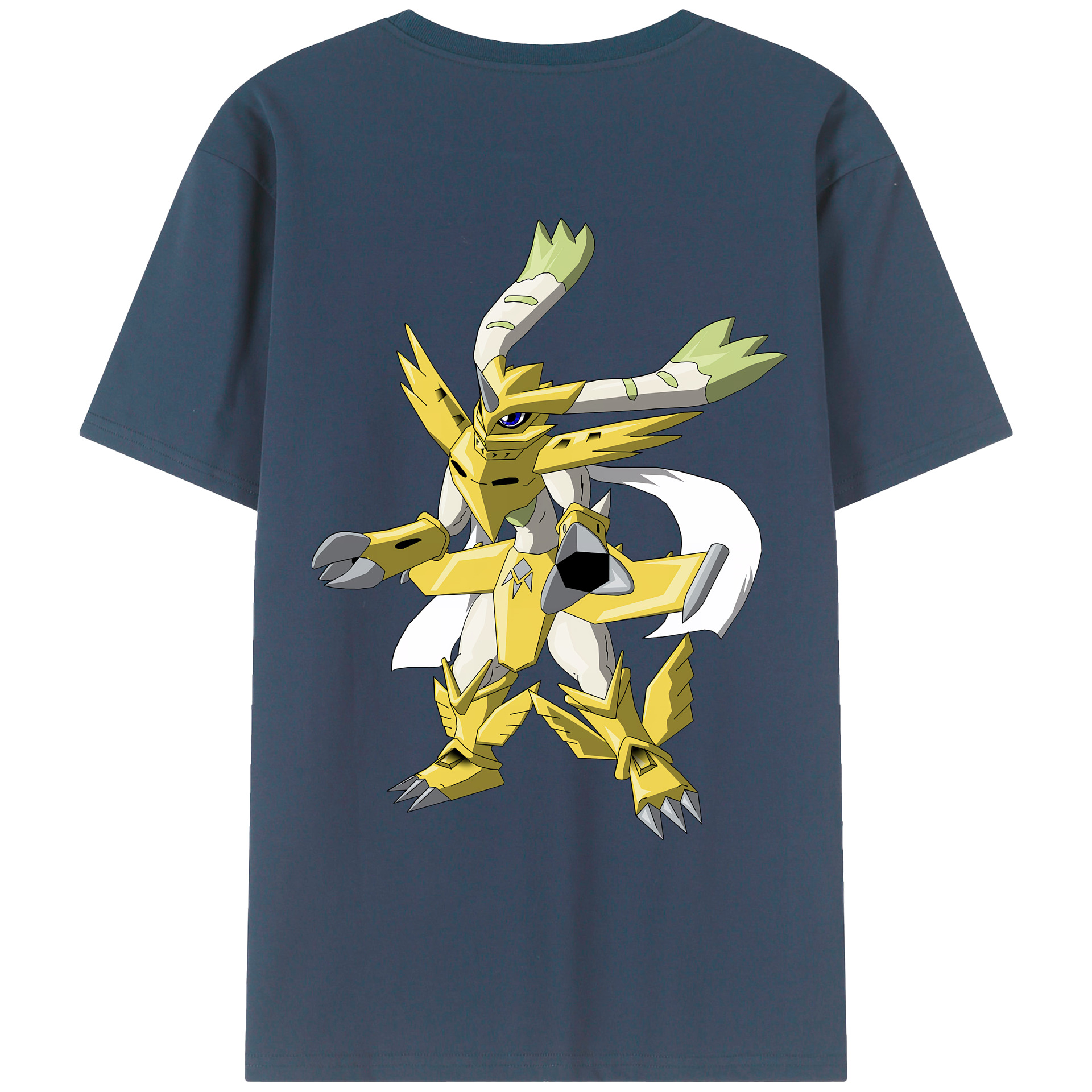 （画像用） Digimon デジタルモンスター/デジモン 綿100％ メンズ半袖Tシャツ（バックプリント） 通気性