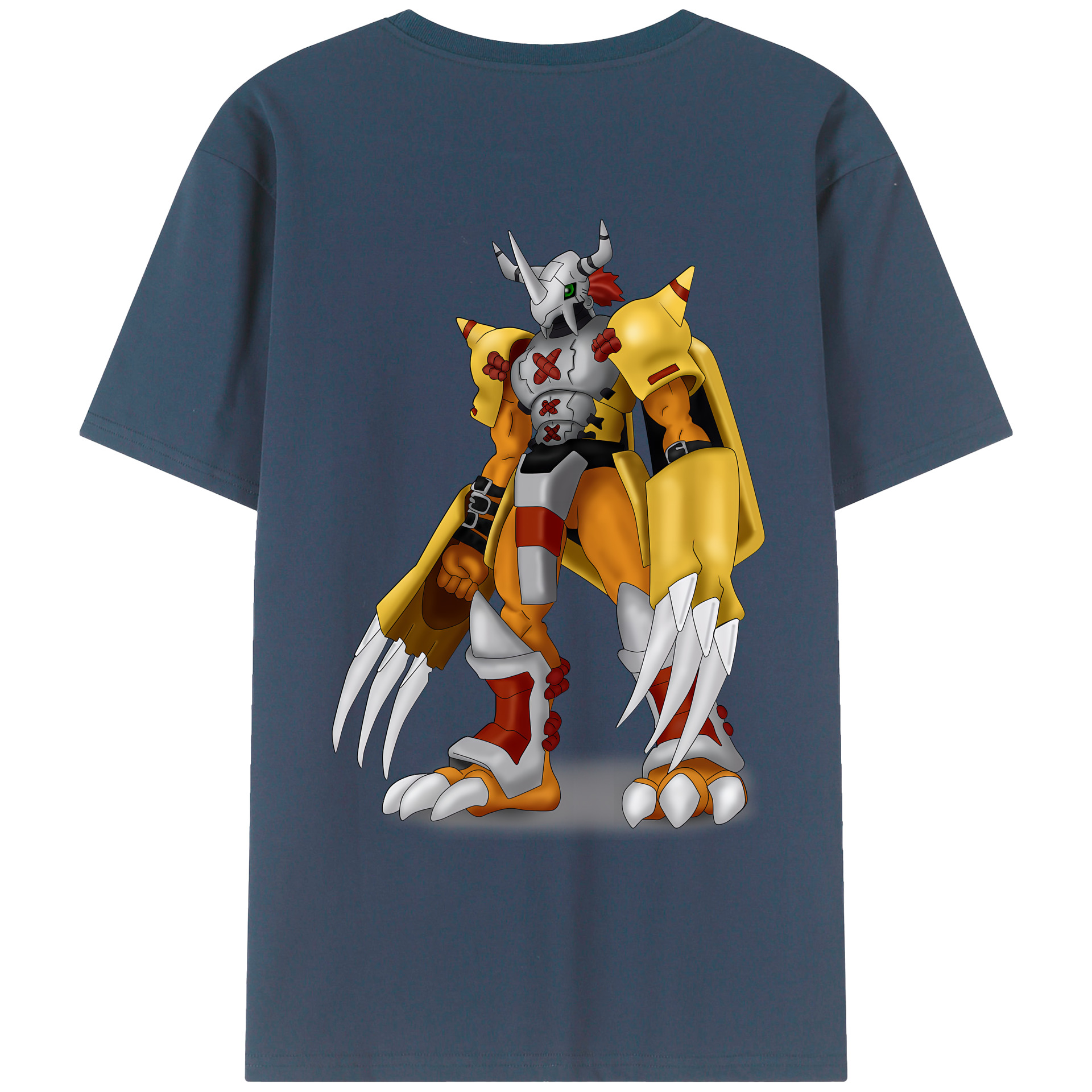 （画像用） Digimon デジタルモンスター/デジモン 綿100％ メンズ半袖Tシャツ（バックプリント） 通気性