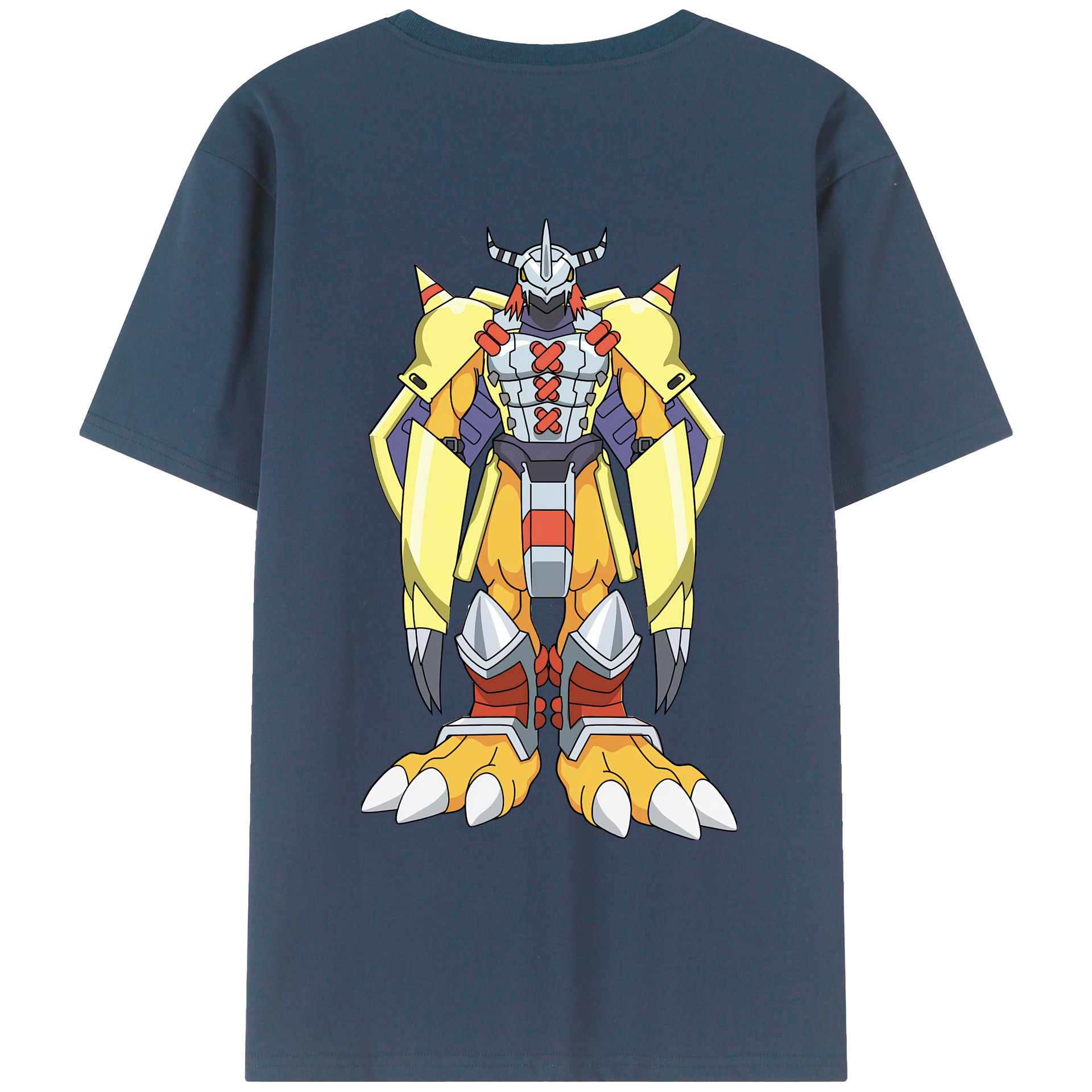 （画像用） Digimon デジタルモンスター/デジモン 綿100％ メンズ半袖Tシャツ（バックプリント） 通気性