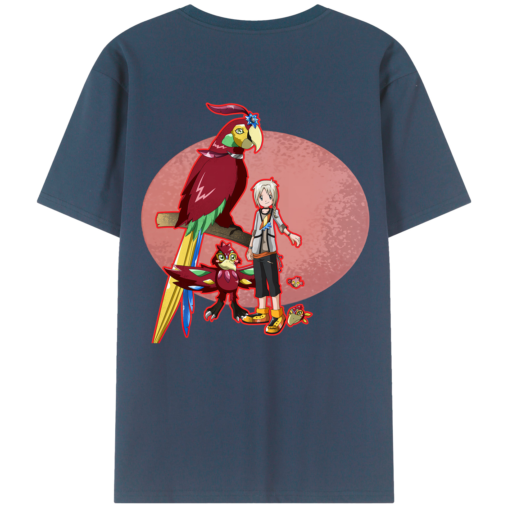 （画像用） Digimon デジタルモンスター/デジモン 綿100％ メンズ半袖Tシャツ（バックプリント） 通気性