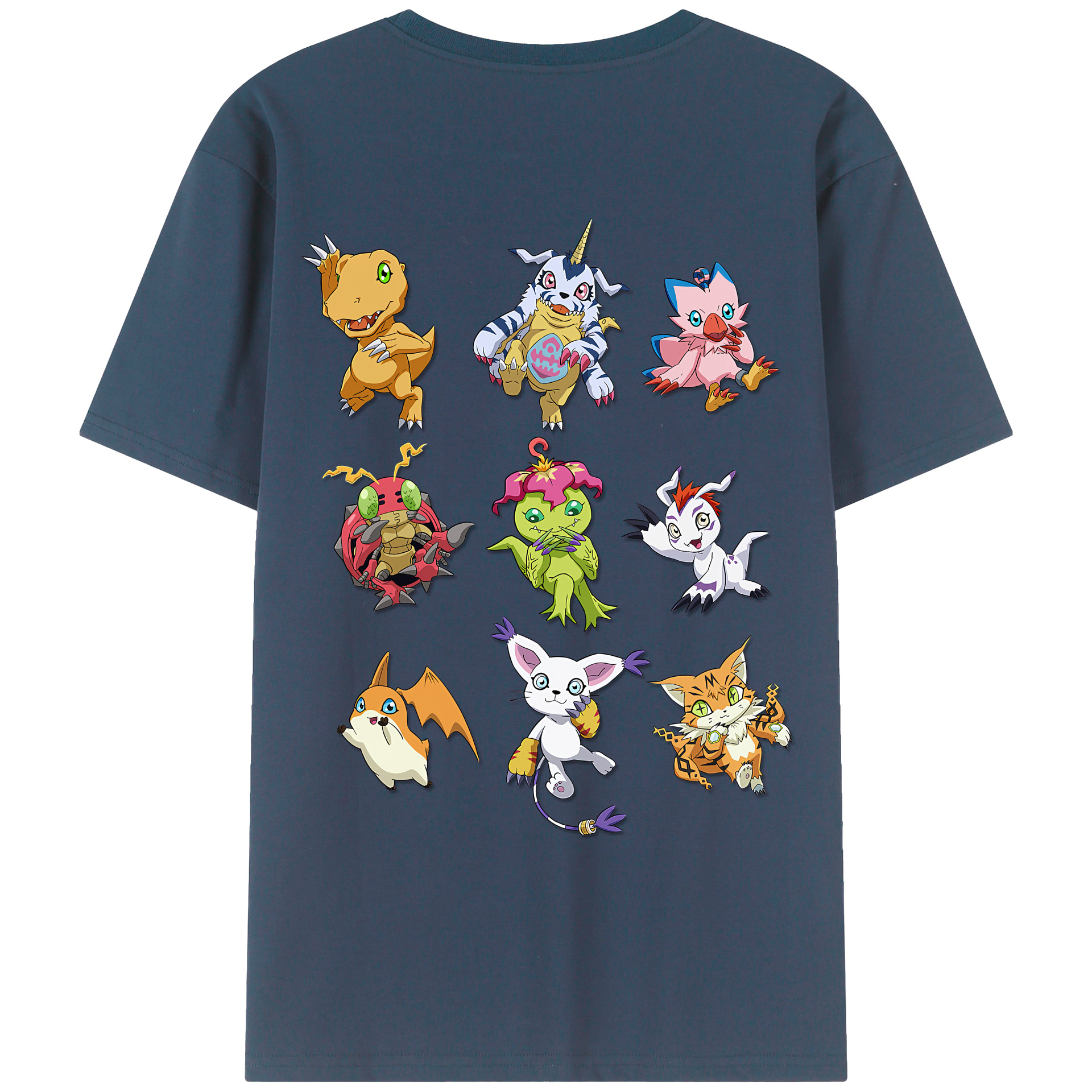 （画像用） Digimon デジタルモンスター/デジモン 綿100％ メンズ半袖Tシャツ（バックプリント） 通気性