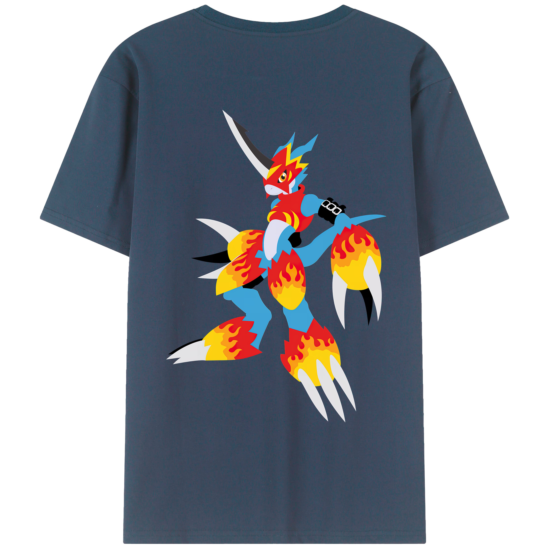 （画像用） Digimon デジタルモンスター/デジモン 綿100％ メンズ半袖Tシャツ（バックプリント） 通気性