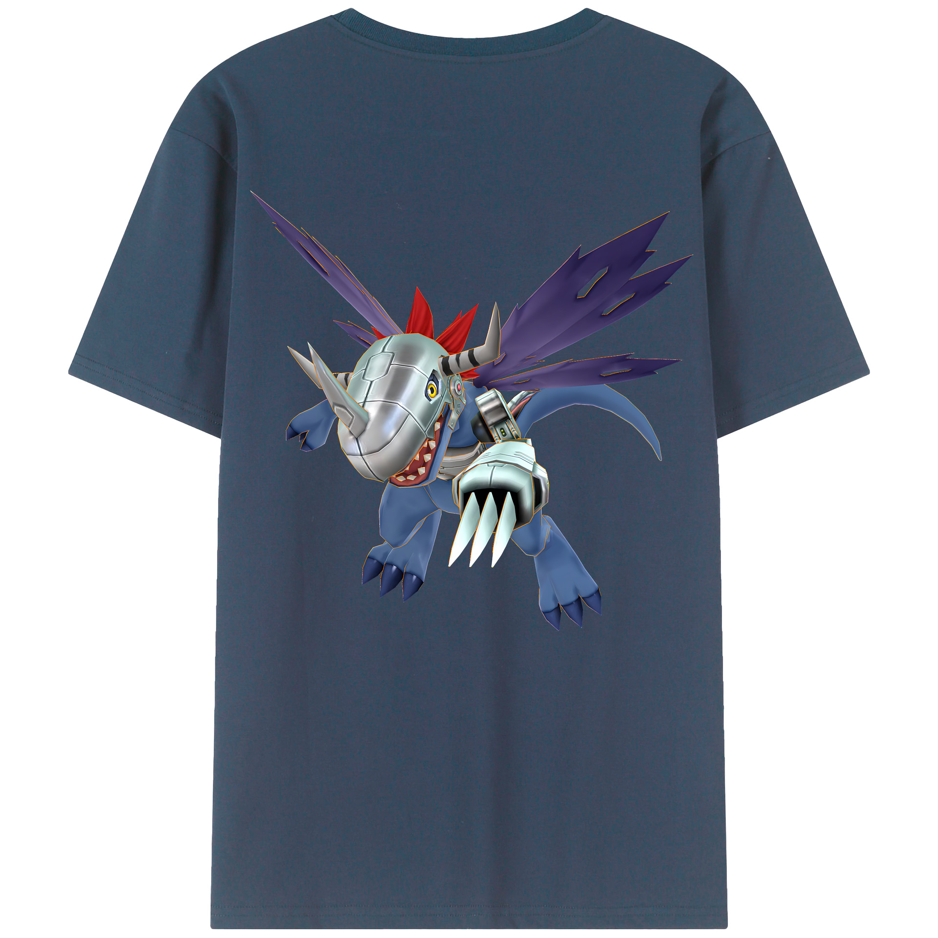（画像用） Digimon デジタルモンスター/デジモン 綿100％ メンズ半袖Tシャツ（バックプリント） 通気性