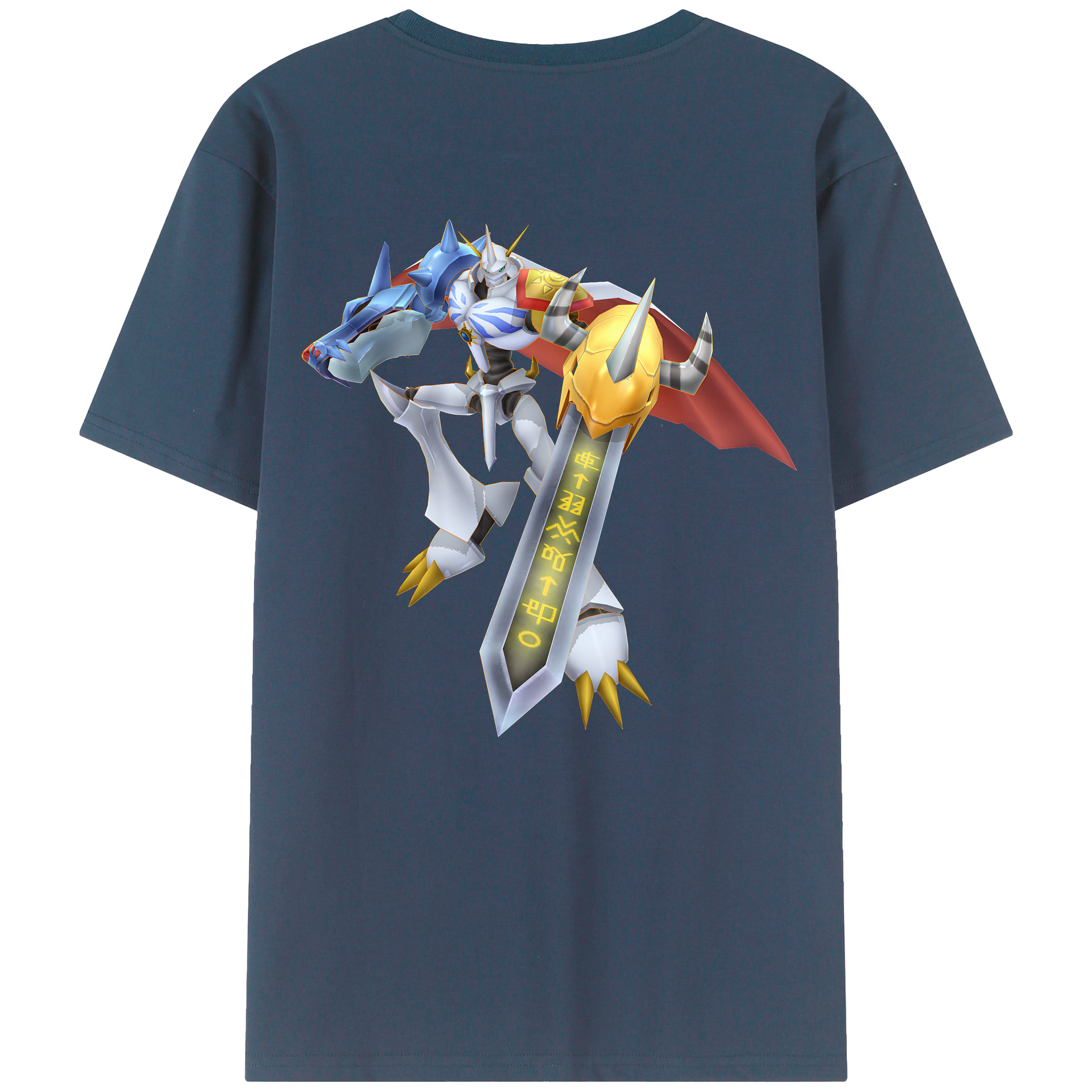 （画像用） Digimon デジタルモンスター/デジモン 綿100％ メンズ半袖Tシャツ（バックプリント） 通気性