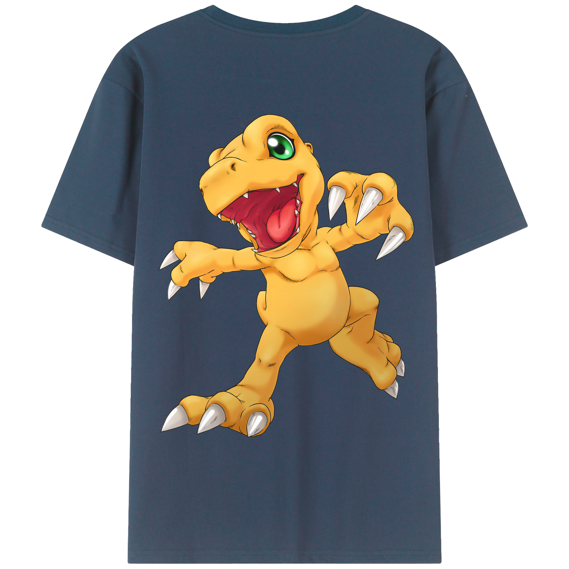 （画像用） Digimon デジタルモンスター/デジモン 綿100％ メンズ半袖Tシャツ（バックプリント） 通気性