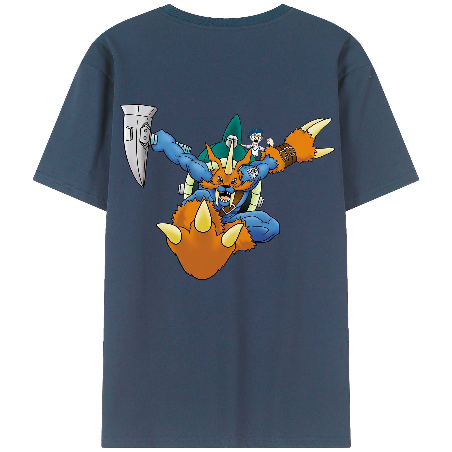 （画像用） Digimon デジタルモンスター/デジモン 綿100％ メンズ半袖Tシャツ（バックプリント） 通気性