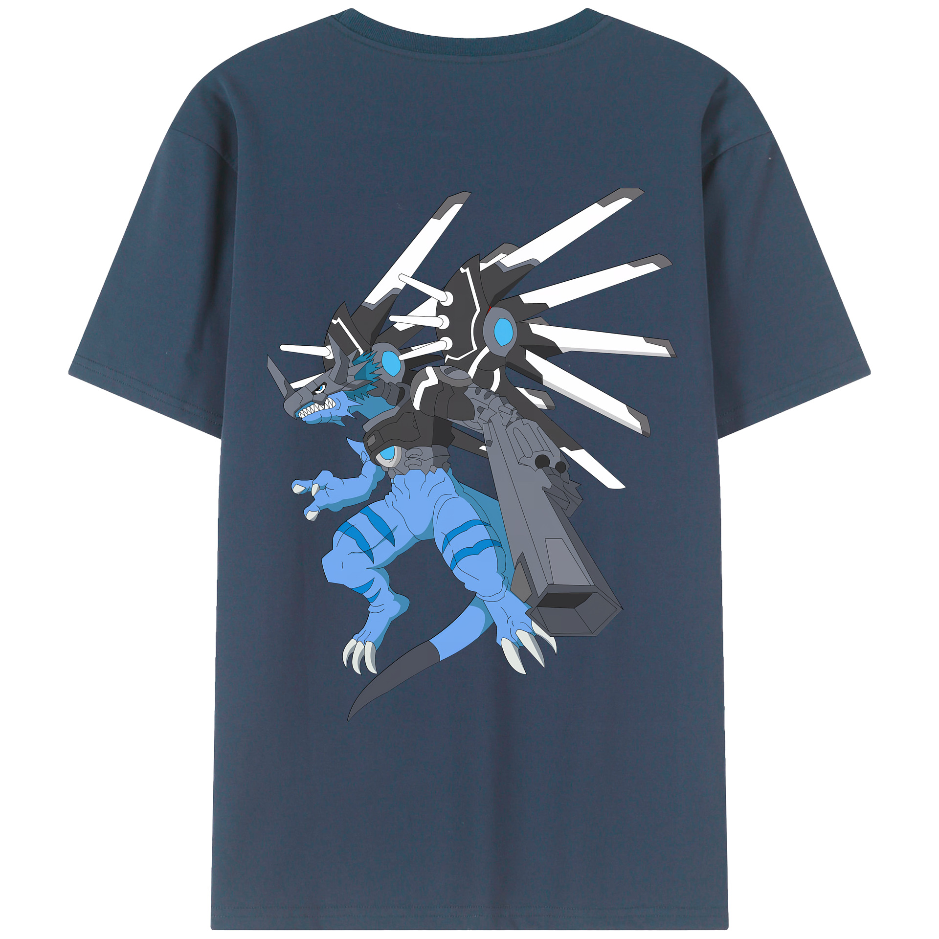 （画像用） Digimon デジタルモンスター/デジモン 綿100％ メンズ半袖Tシャツ（バックプリント） 通気性