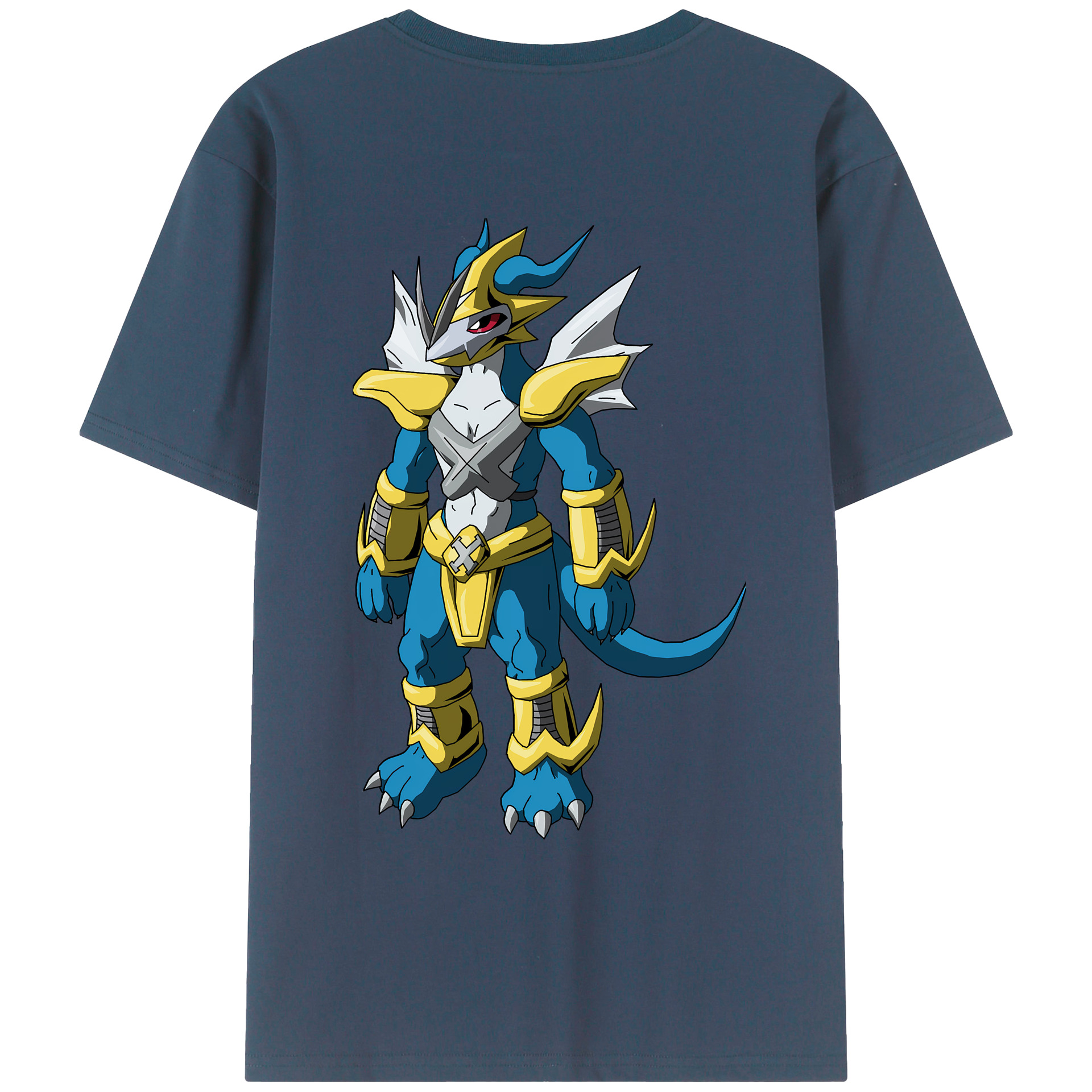（画像用） Digimon デジタルモンスター/デジモン 綿100％ メンズ半袖Tシャツ（バックプリント） 通気性