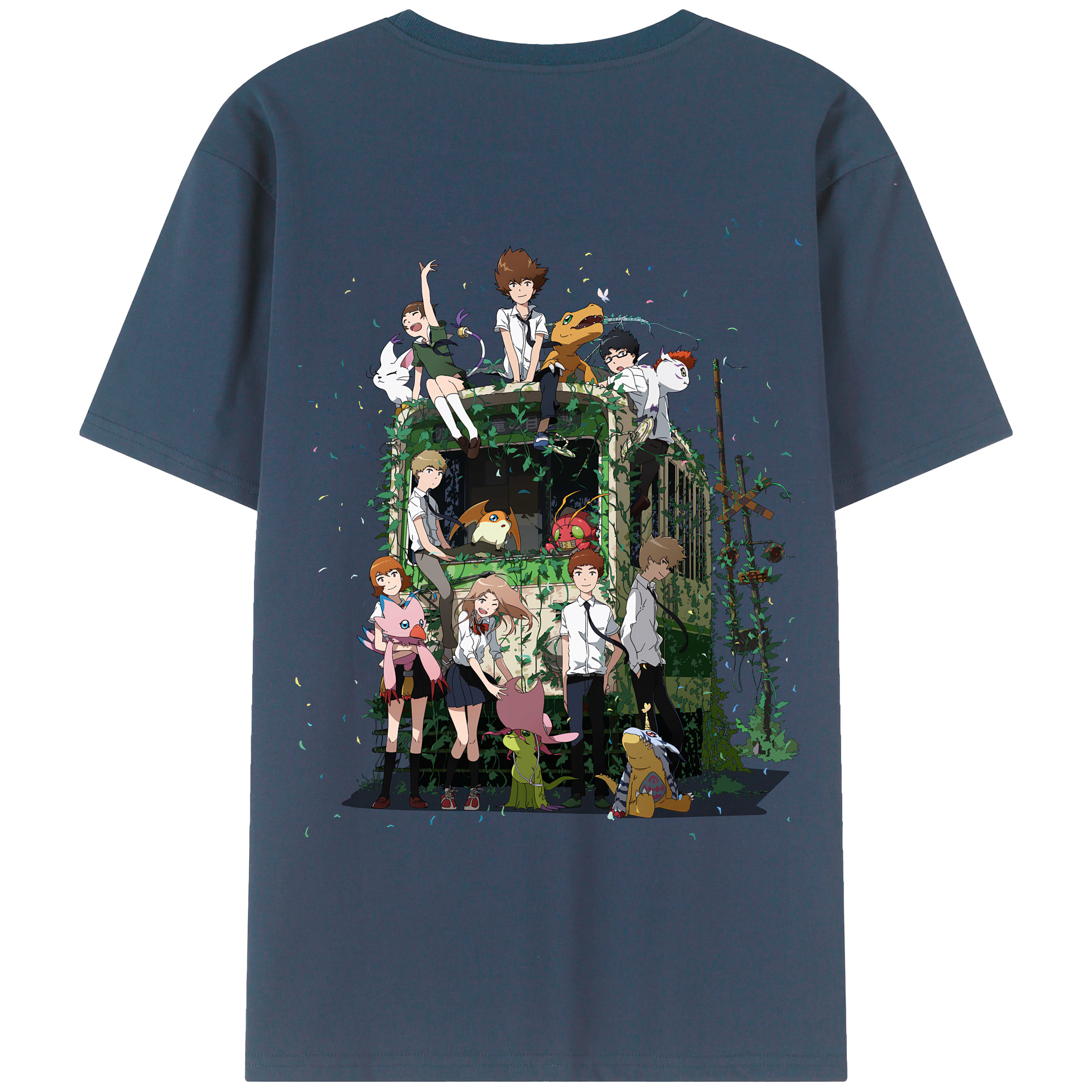（画像用） Digimon デジタルモンスター/デジモン 綿100％ メンズ半袖Tシャツ（バックプリント） 通気性