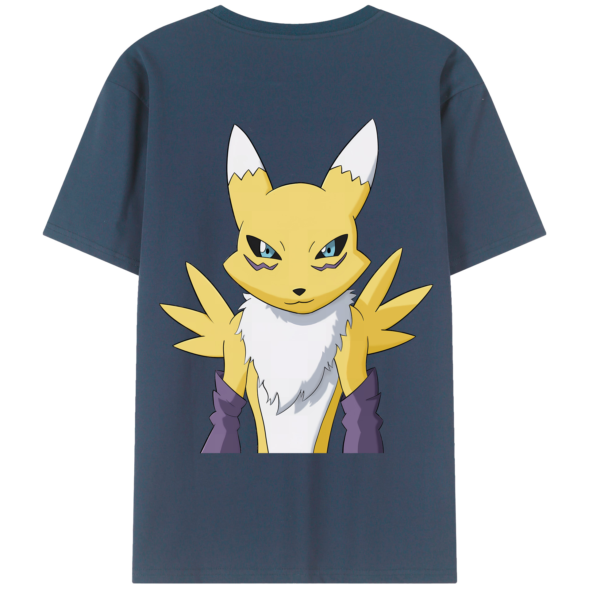（画像用） Digimon デジタルモンスター/デジモン 綿100％ メンズ半袖Tシャツ（バックプリント） 通気性