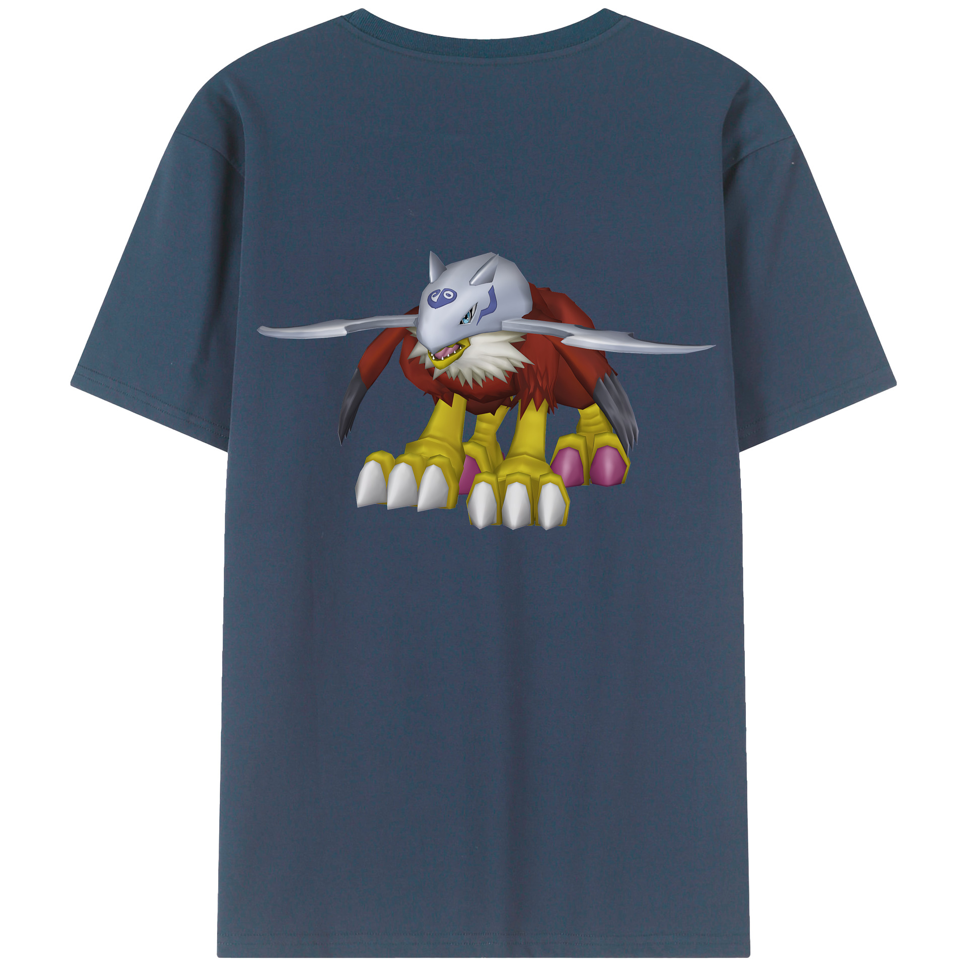 （画像用） Digimon デジタルモンスター/デジモン 綿100％ メンズ半袖Tシャツ（バックプリント） 通気性