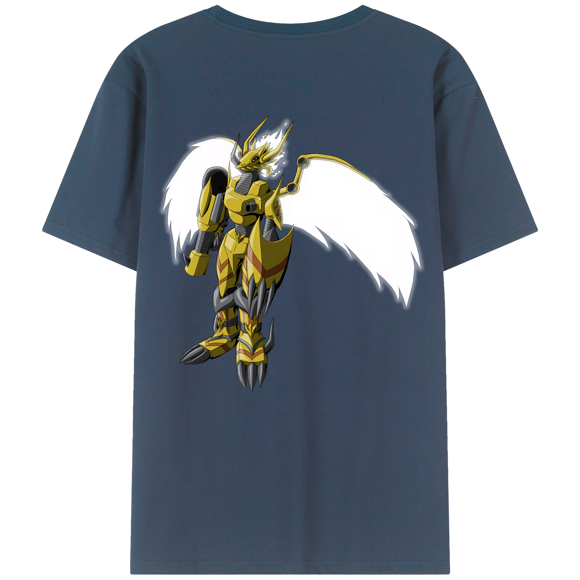 （画像用） Digimon デジタルモンスター/デジモン 綿100％ メンズ半袖Tシャツ（バックプリント） 通気性