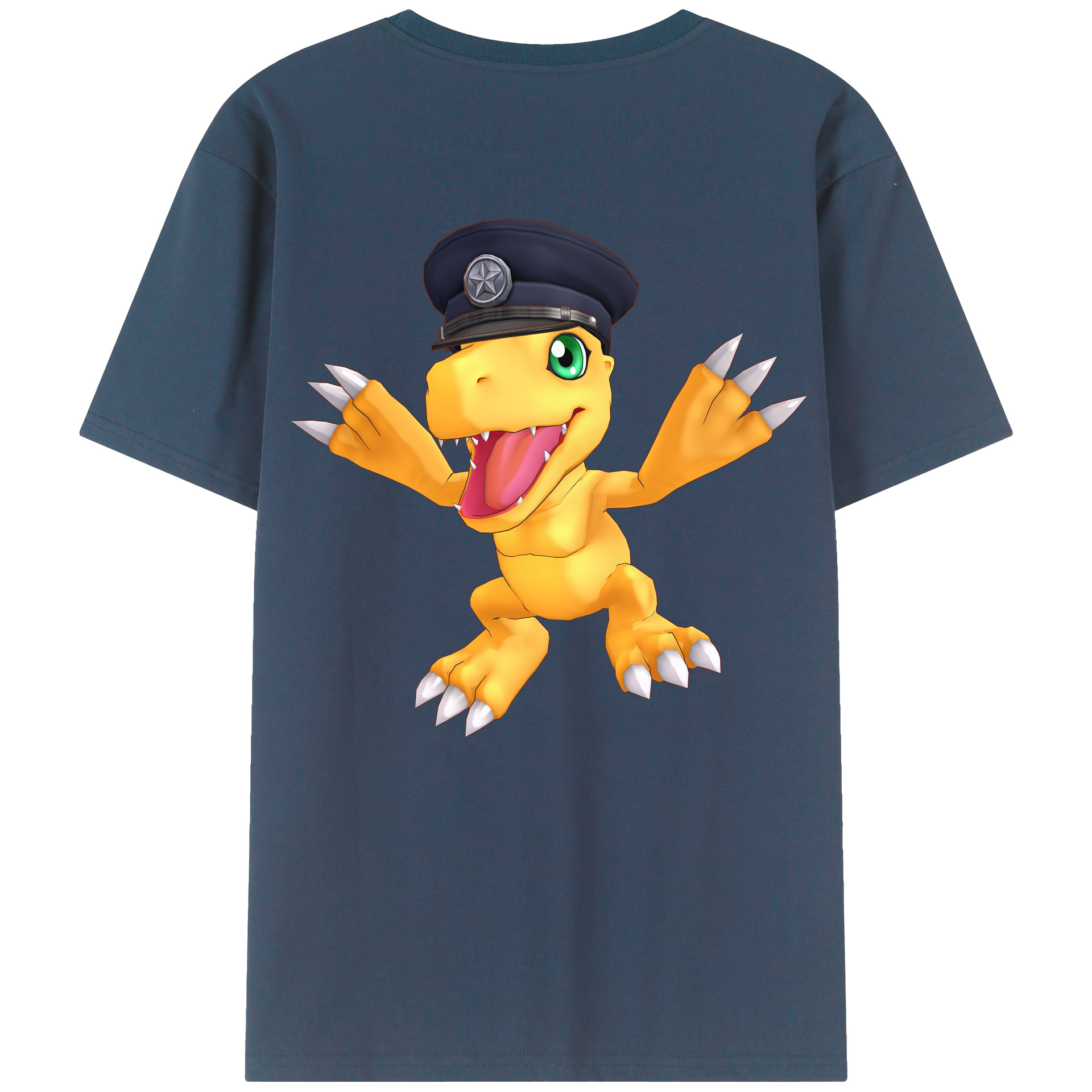 （画像用） Digimon デジタルモンスター/デジモン 綿100％ メンズ半袖Tシャツ（バックプリント） 通気性