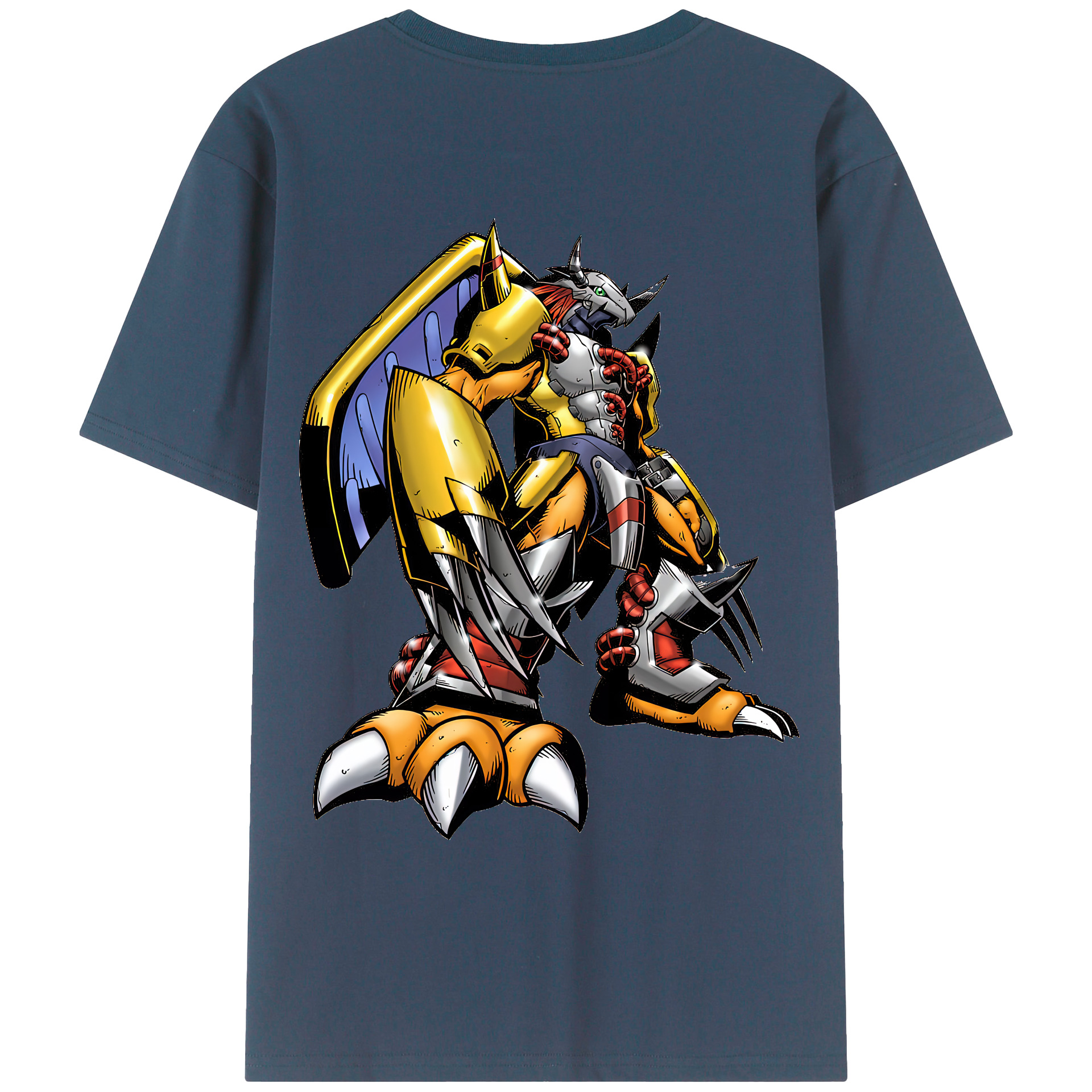 （画像用） Digimon デジタルモンスター/デジモン 綿100％ メンズ半袖Tシャツ（バックプリント） 通気性