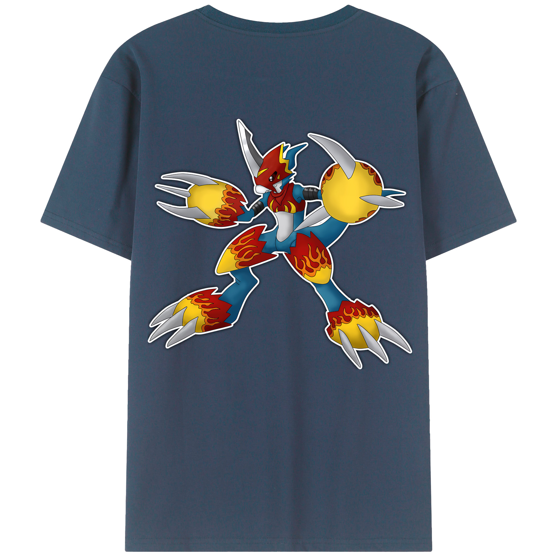 （画像用） Digimon デジタルモンスター/デジモン 綿100％ メンズ半袖Tシャツ（バックプリント） 通気性