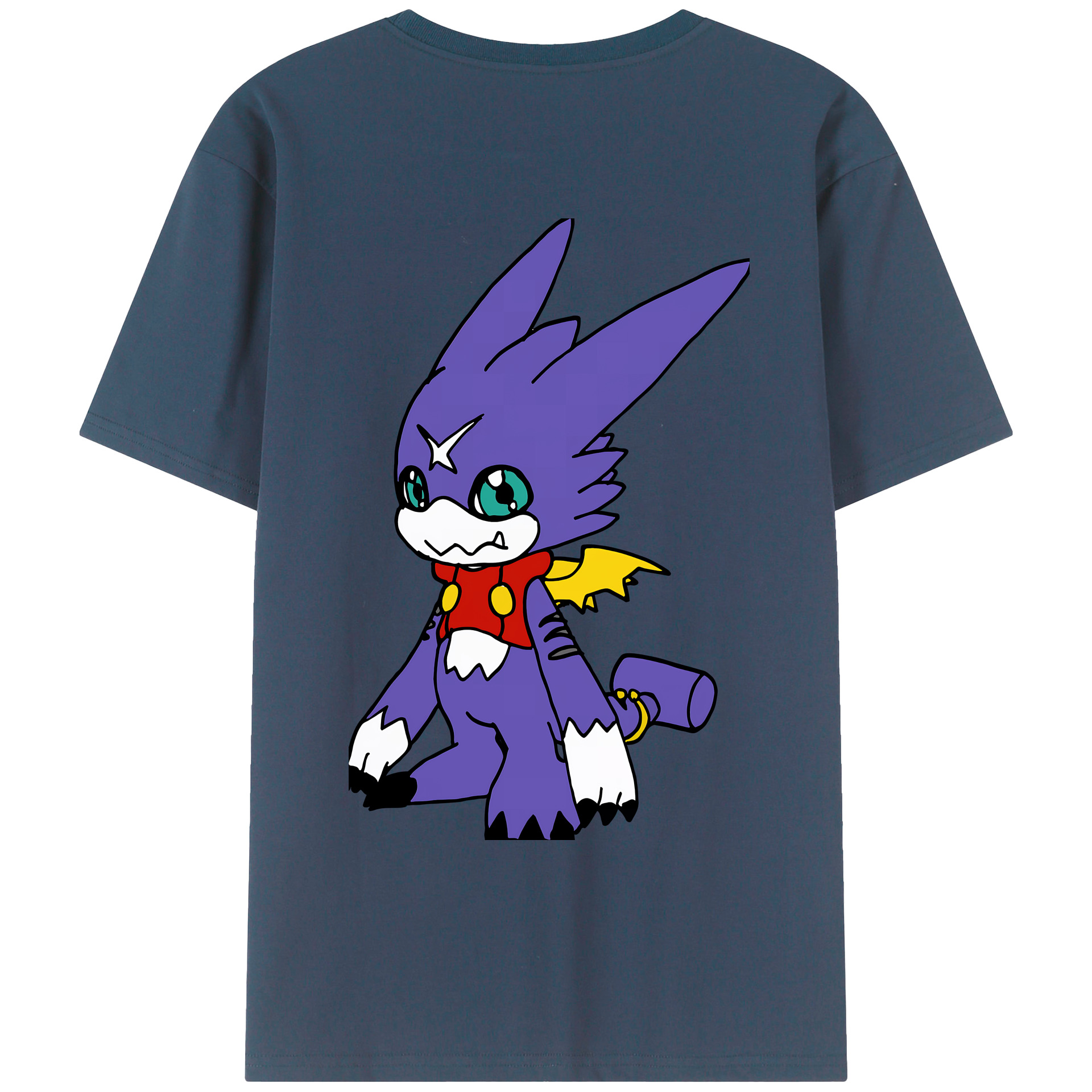 （画像用） Digimon デジタルモンスター/デジモン 綿100％ メンズ半袖Tシャツ（バックプリント） 通気性