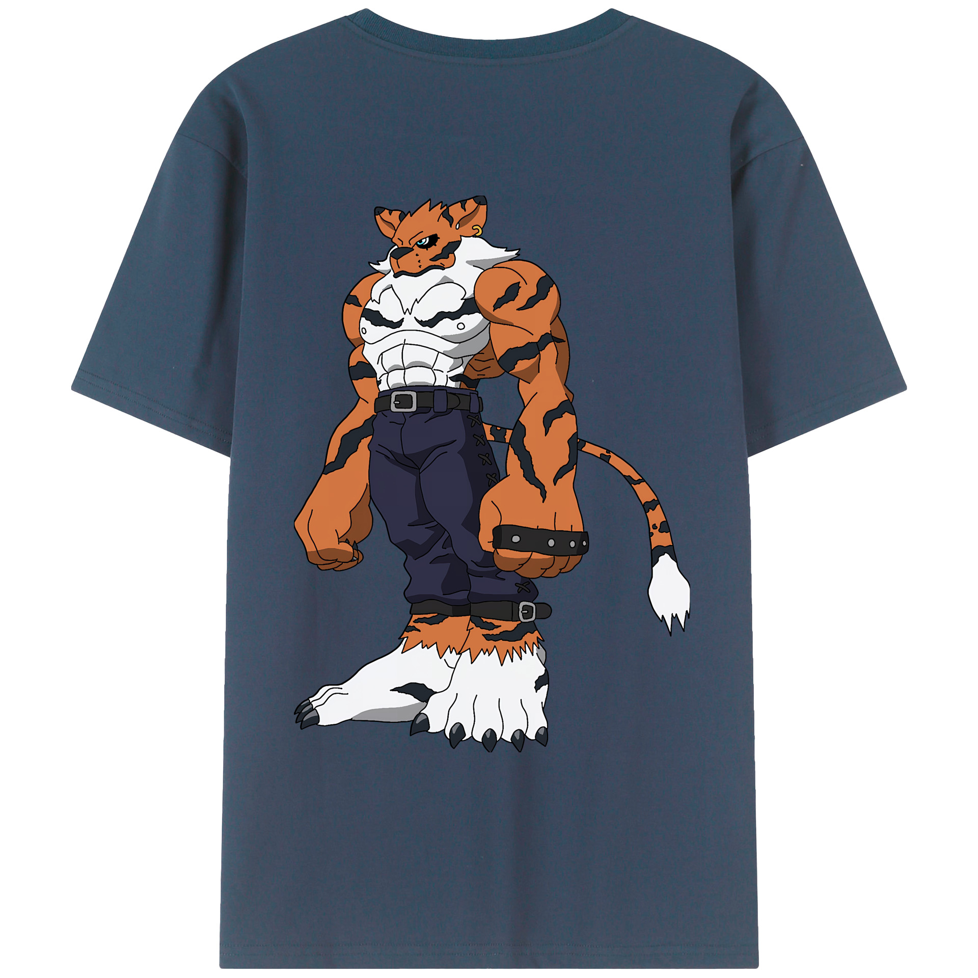 （画像用） Digimon デジタルモンスター/デジモン 綿100％ メンズ半袖Tシャツ（バックプリント） 通気性
