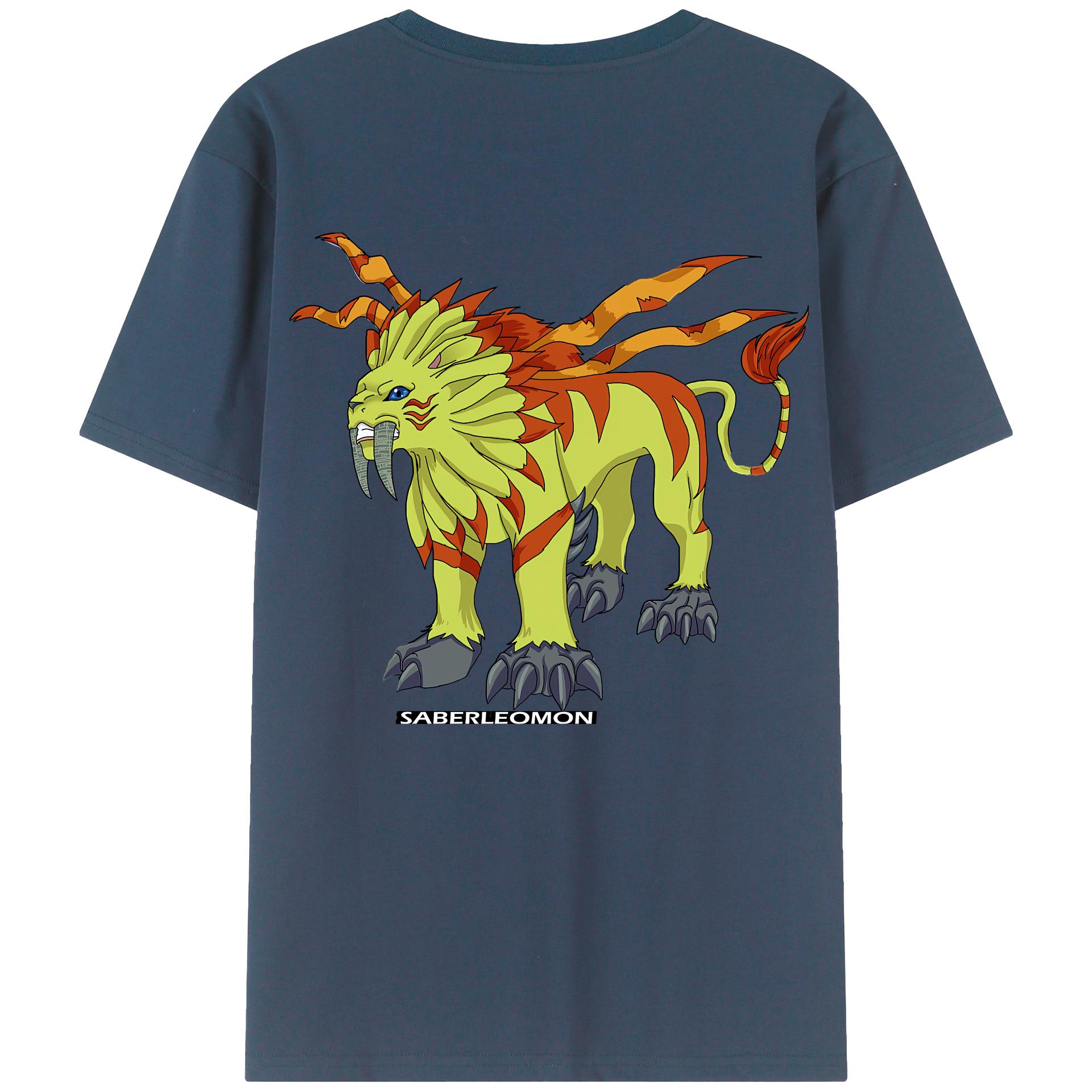 （画像用） Digimon デジタルモンスター/デジモン 綿100％ メンズ半袖Tシャツ（バックプリント） 通気性