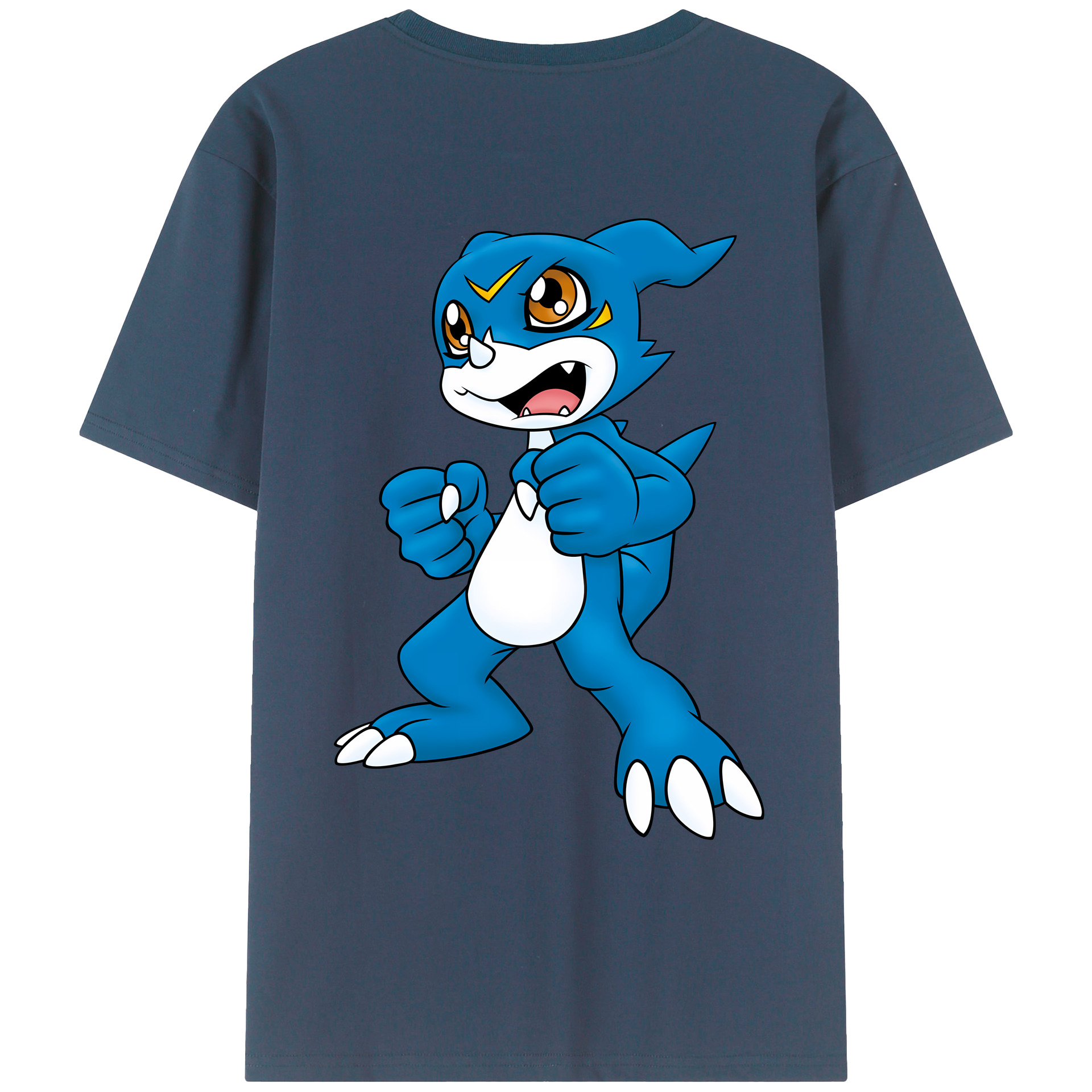 （画像用） Digimon デジタルモンスター/デジモン 綿100％ メンズ半袖Tシャツ（バックプリント） 通気性