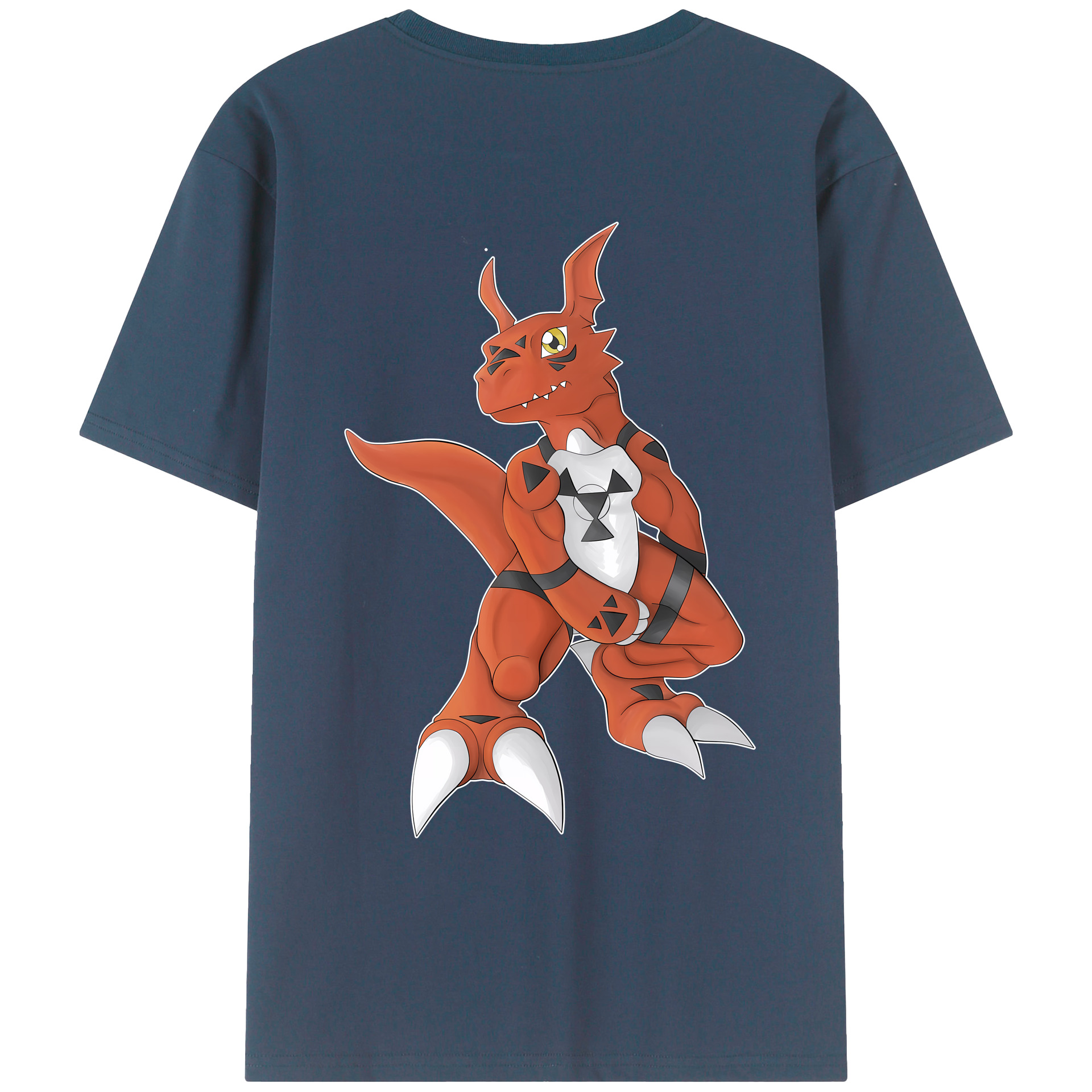 （画像用） Digimon デジタルモンスター/デジモン 綿100％ メンズ半袖Tシャツ（バックプリント） 通気性