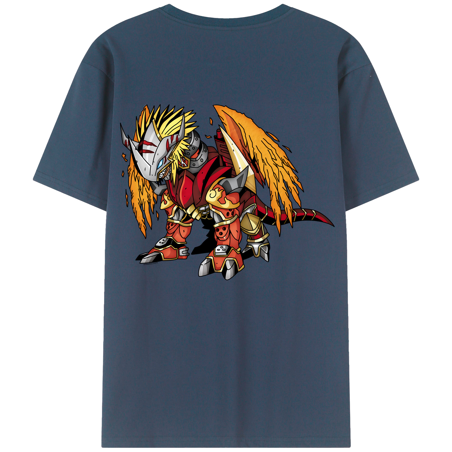 （画像用） Digimon デジタルモンスター/デジモン 綿100％ メンズ半袖Tシャツ（バックプリント） 通気性