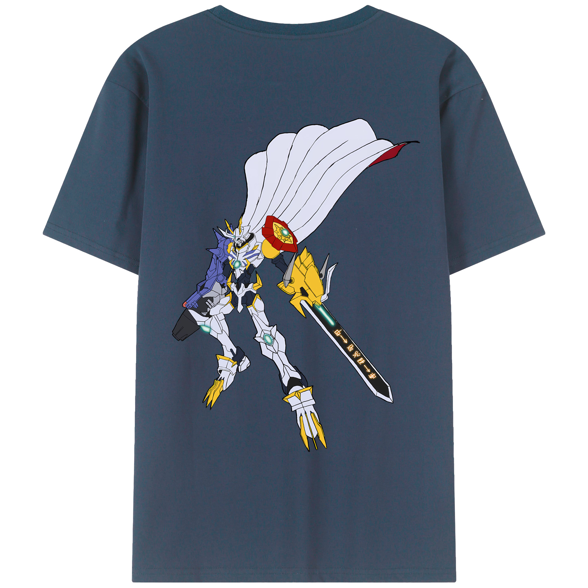 （画像用） Digimon デジタルモンスター/デジモン 綿100％ メンズ半袖Tシャツ（バックプリント） 通気性