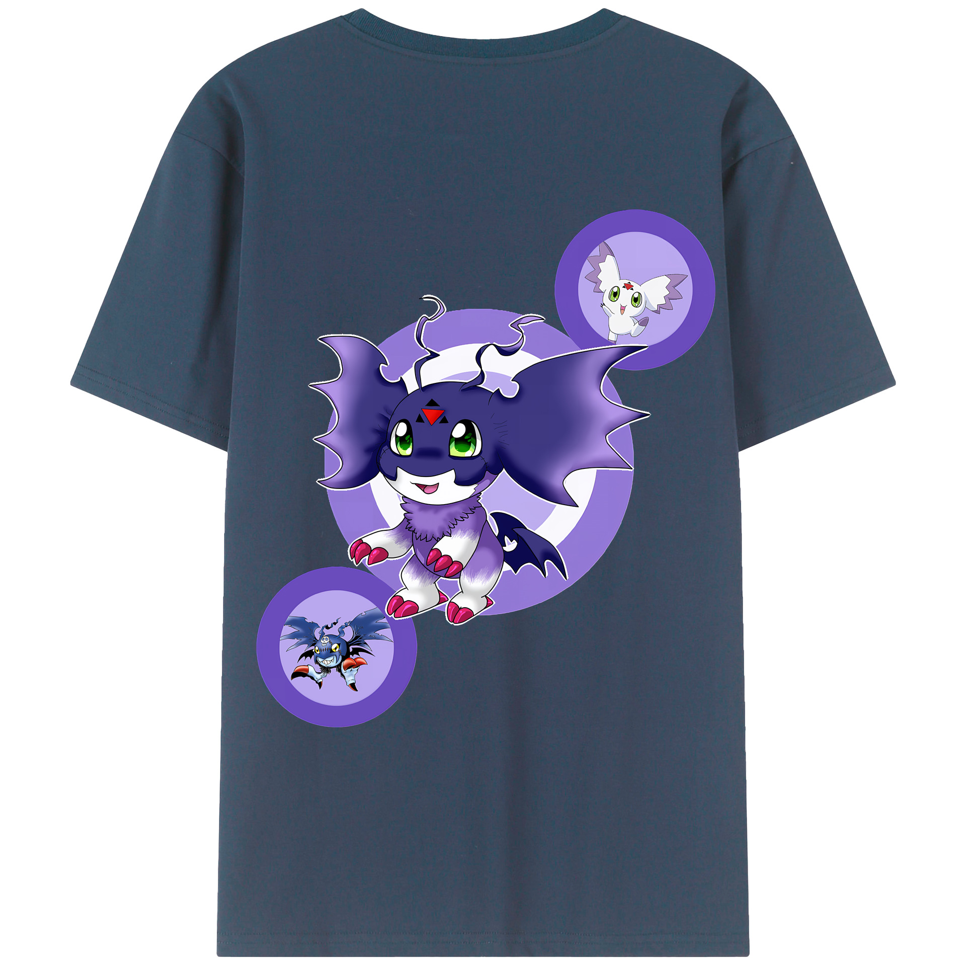 （画像用） Digimon デジタルモンスター/デジモン 綿100％ メンズ半袖Tシャツ（バックプリント） 通気性