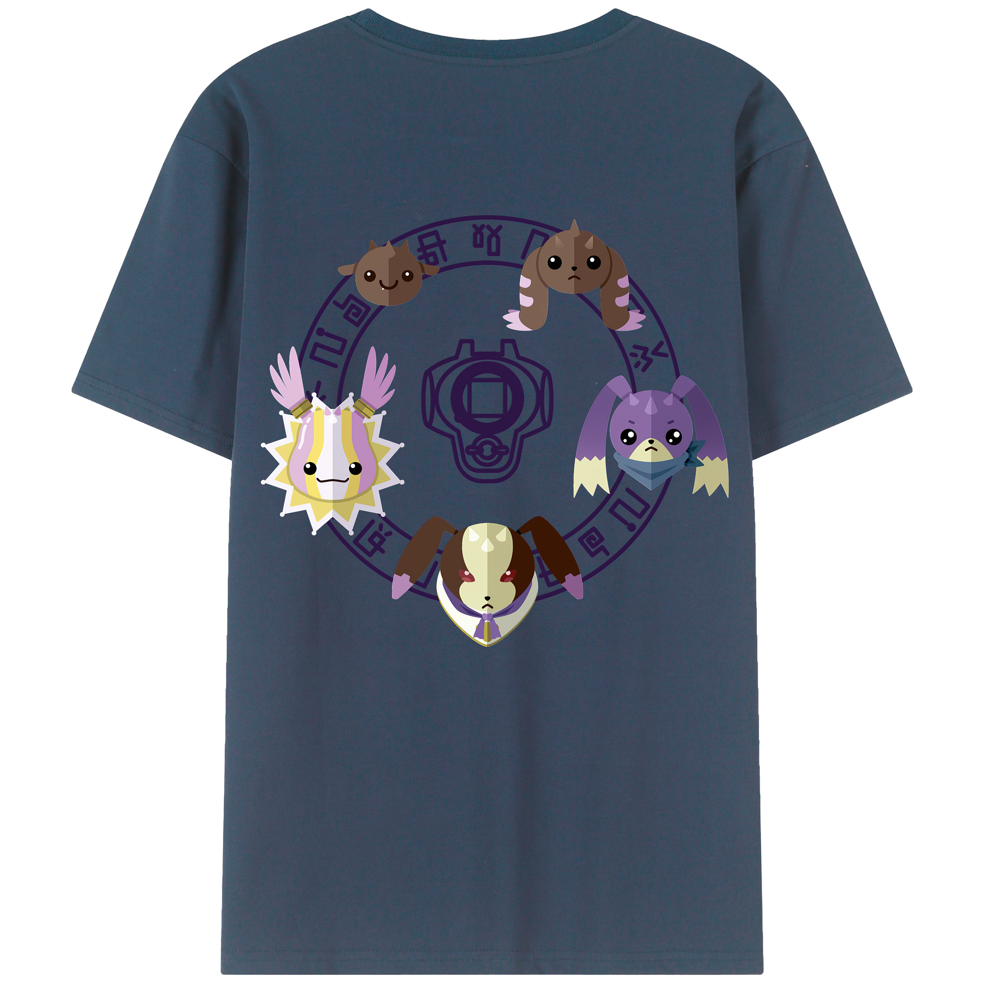（画像用） Digimon デジタルモンスター/デジモン 綿100％ メンズ半袖Tシャツ（バックプリント） 通気性