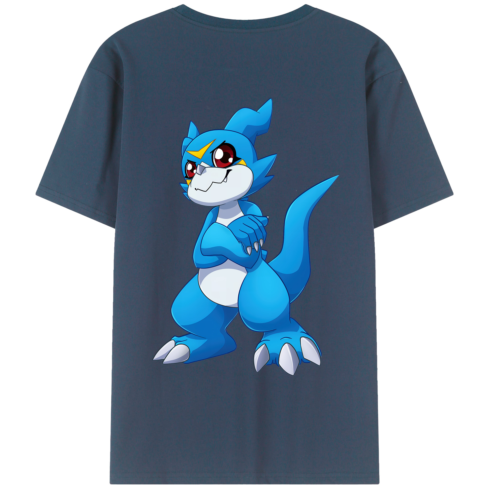 （画像用） Digimon デジタルモンスター/デジモン 綿100％ メンズ半袖Tシャツ（バックプリント） 通気性