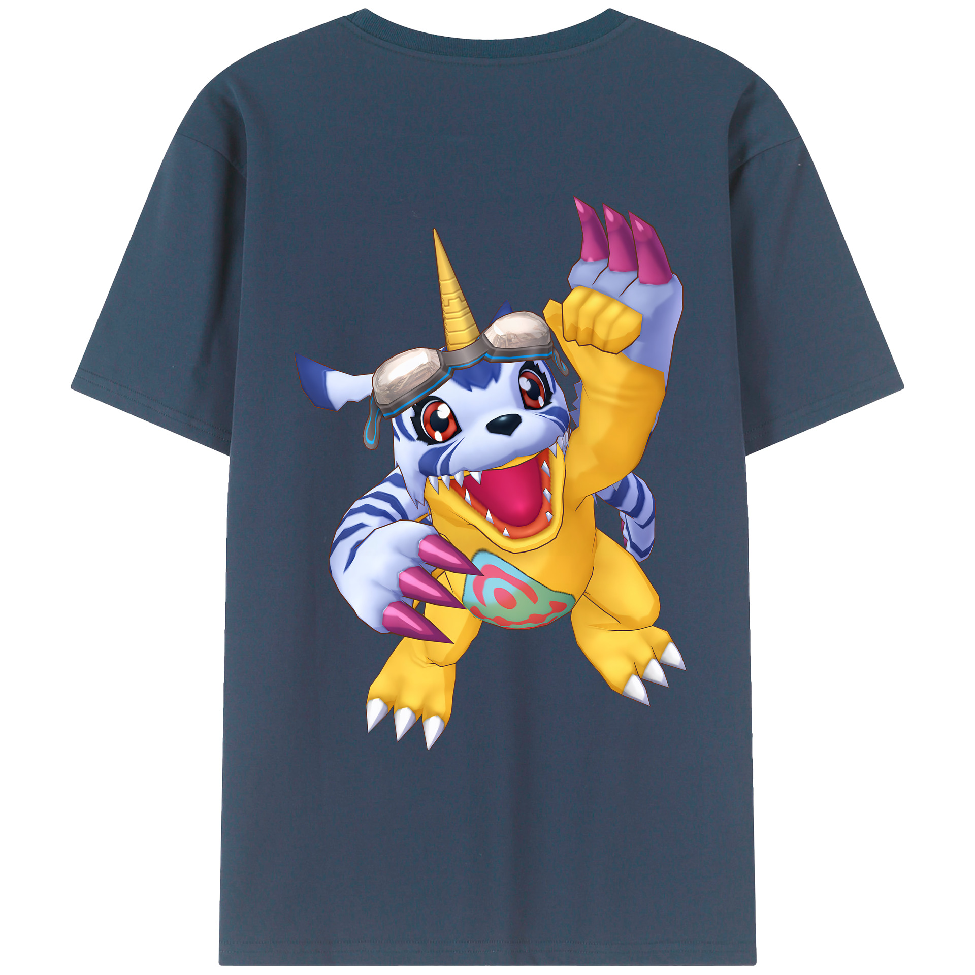 （画像用） Digimon デジタルモンスター/デジモン 綿100％ メンズ半袖Tシャツ（バックプリント） 通気性