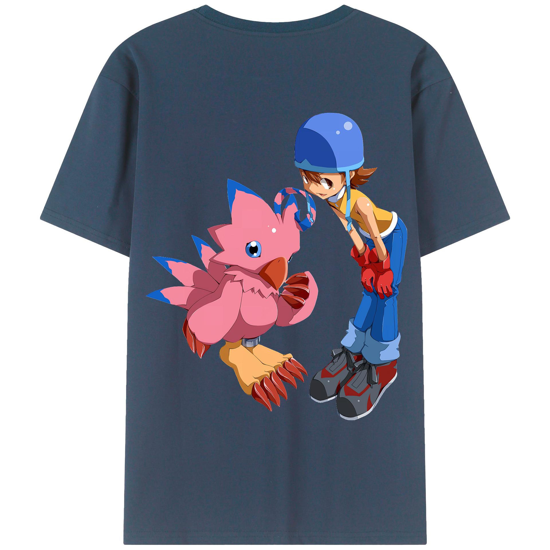 （画像用） Digimon デジタルモンスター/デジモン 綿100％ メンズ半袖Tシャツ（バックプリント） 通気性