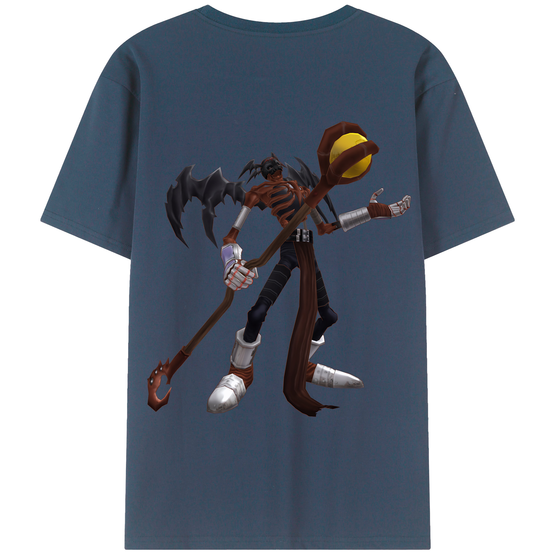 （画像用） Digimon デジタルモンスター/デジモン 綿100％ メンズ半袖Tシャツ（バックプリント） 通気性