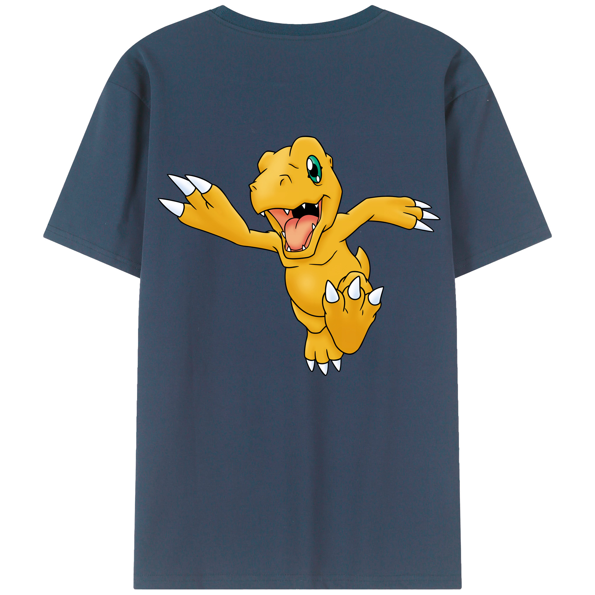 （画像用） Digimon デジタルモンスター/デジモン 綿100％ メンズ半袖Tシャツ（バックプリント） 通気性