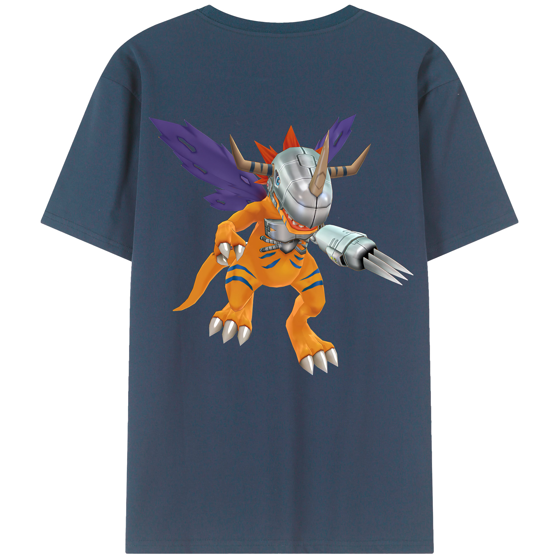 （画像用） Digimon デジタルモンスター/デジモン 綿100％ メンズ半袖Tシャツ（バックプリント） 通気性