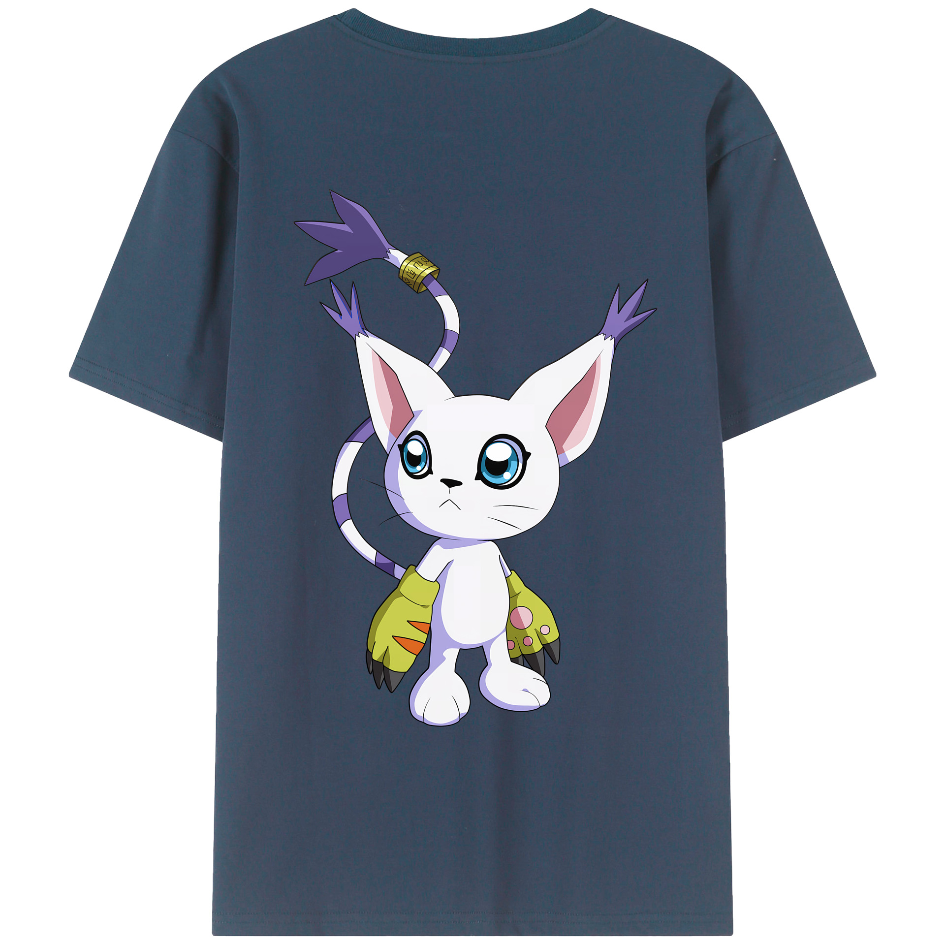 （画像用） Digimon デジタルモンスター/デジモン 綿100％ メンズ半袖Tシャツ（バックプリント） 通気性