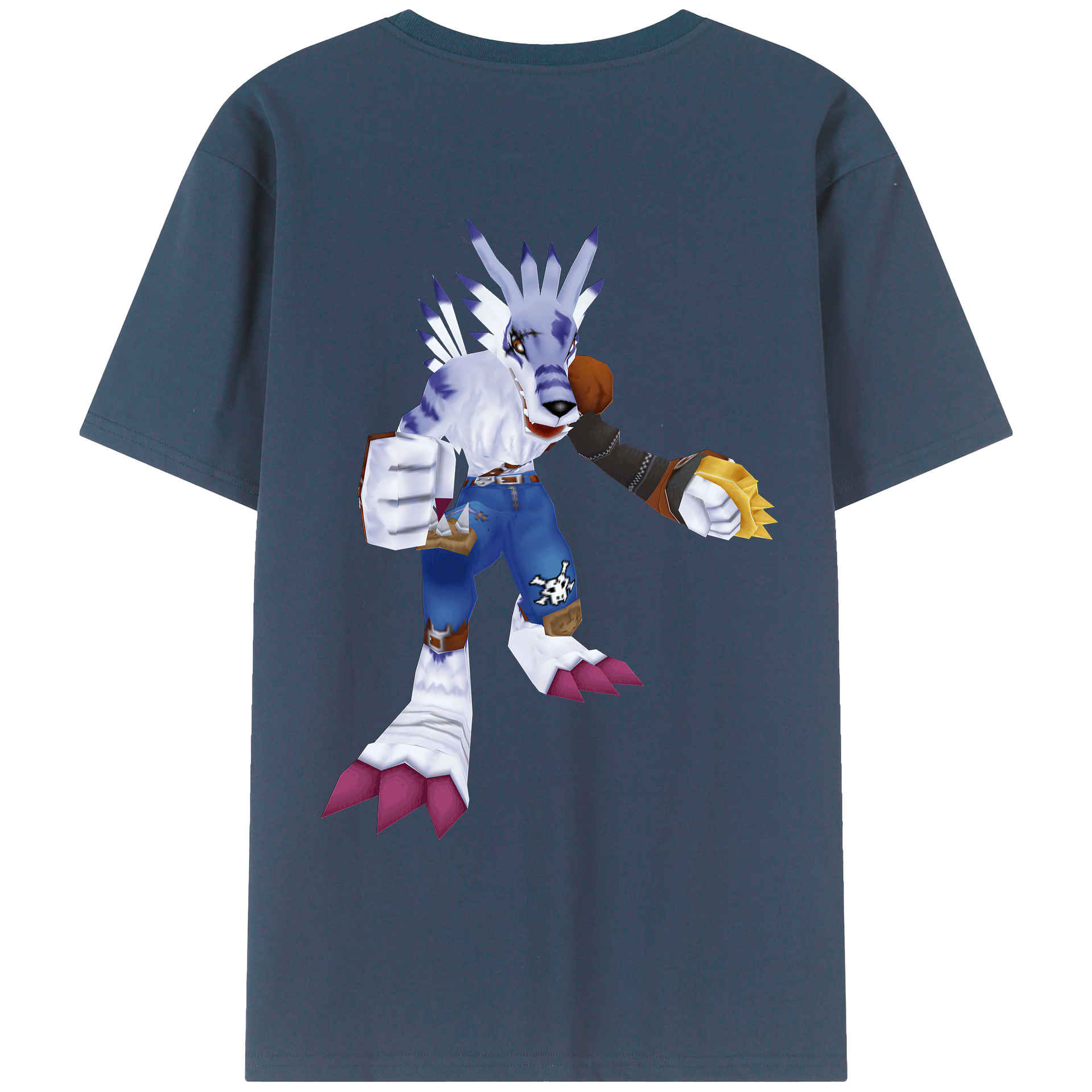（画像用） Digimon デジタルモンスター/デジモン 綿100％ メンズ半袖Tシャツ（バックプリント） 通気性