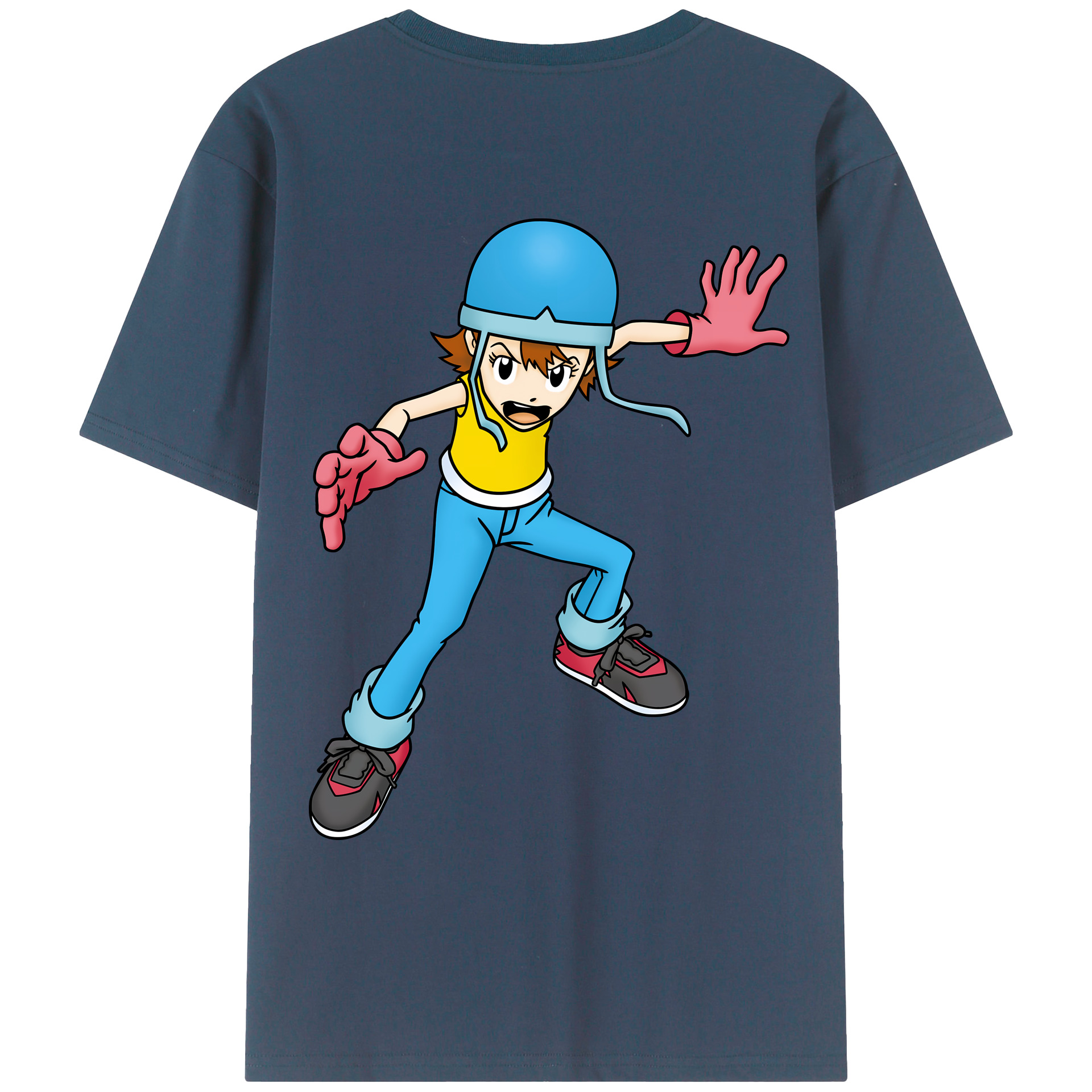 （画像用） Digimon デジタルモンスター/デジモン 綿100％ メンズ半袖Tシャツ（バックプリント） 通気性