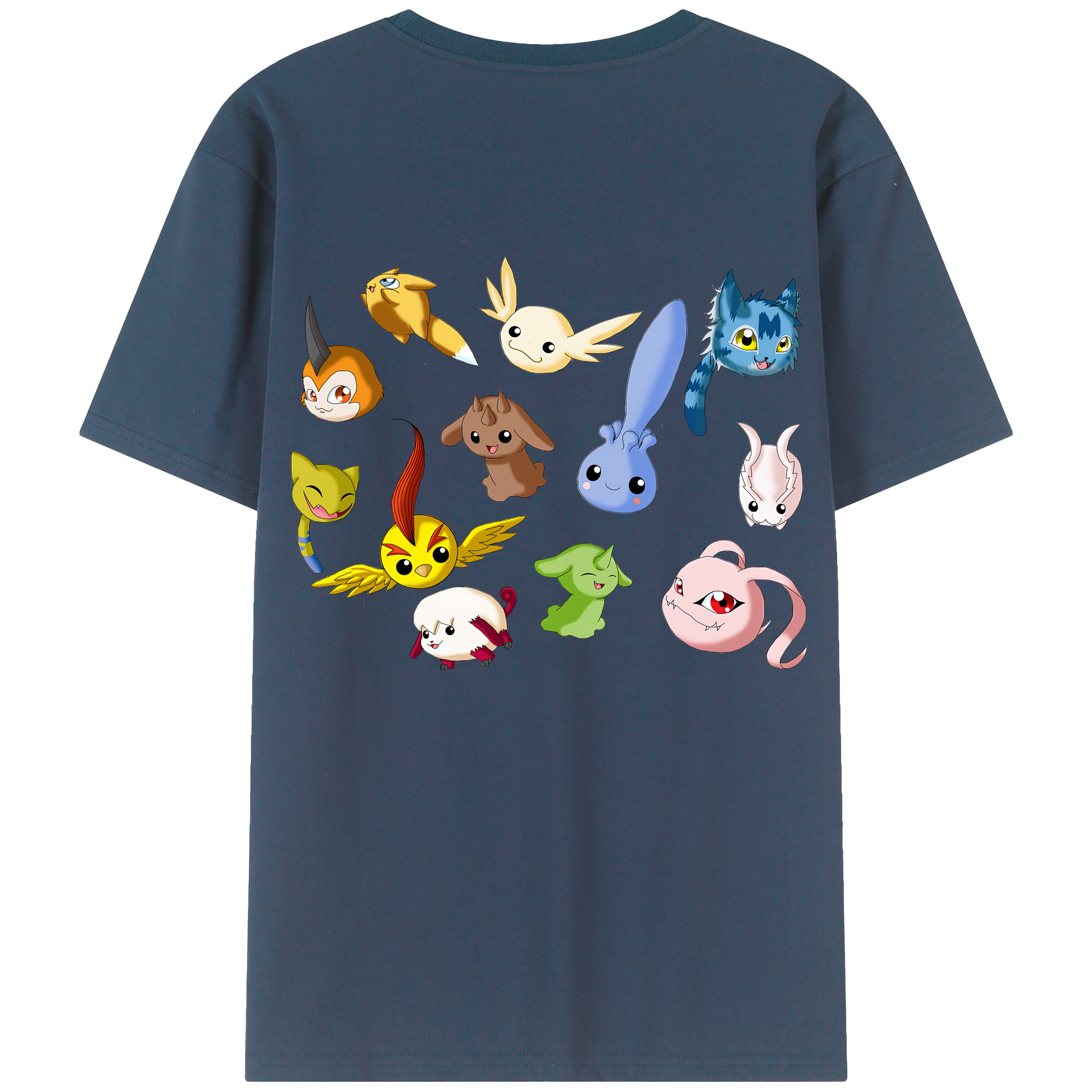 （画像用） Digimon デジタルモンスター/デジモン 綿100％ メンズ半袖Tシャツ（バックプリント） 通気性