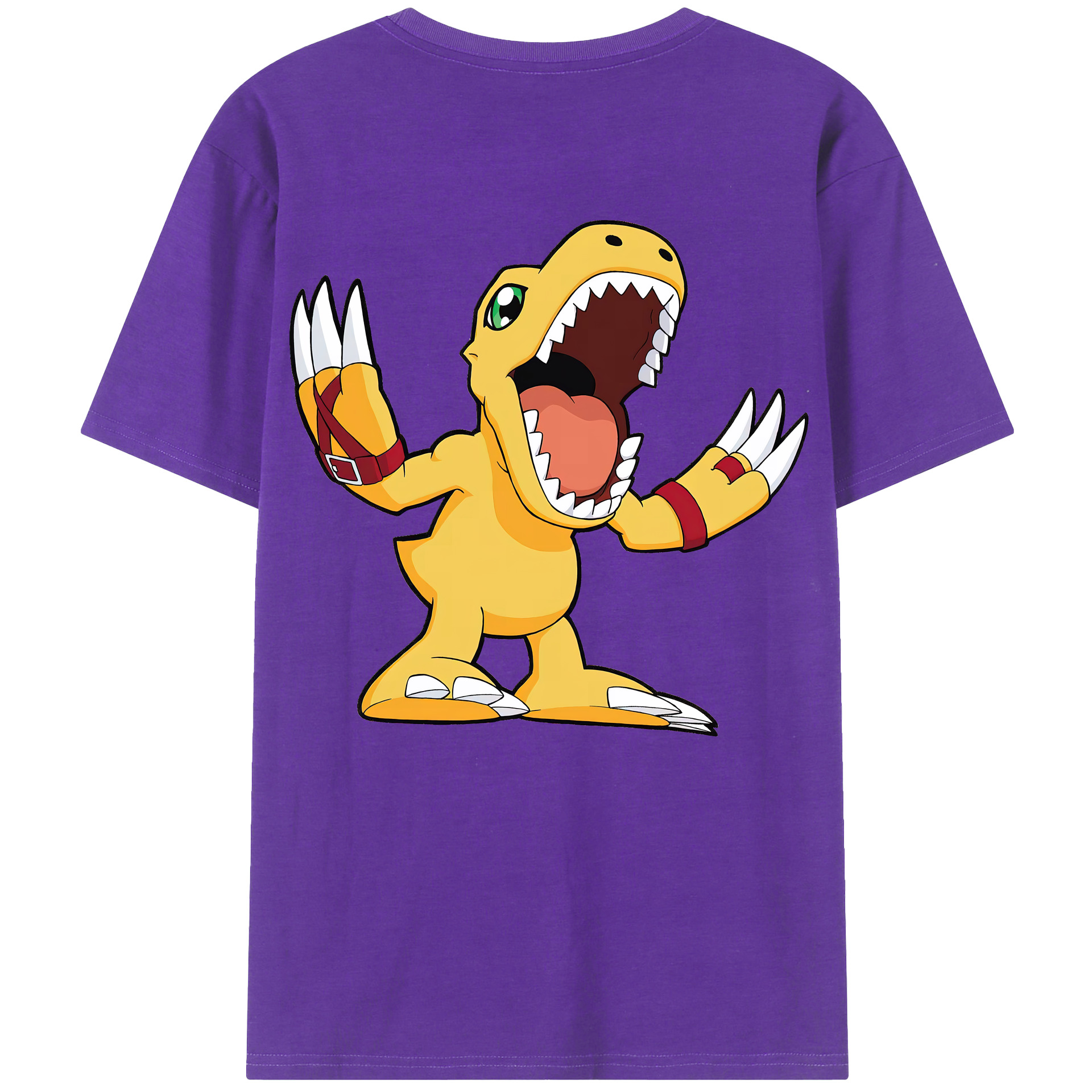 （画像用） Digimon デジタルモンスター/デジモン 綿100％ メンズ半袖Tシャツ（バックプリント） 通気性