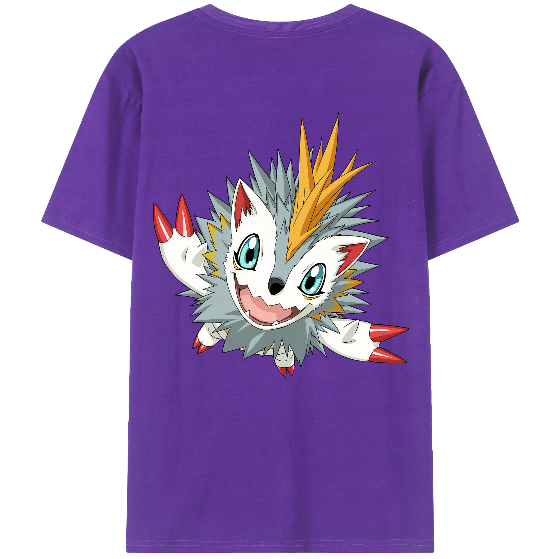 （画像用） Digimon デジタルモンスター/デジモン 綿100％ メンズ半袖Tシャツ（バックプリント） 通気性