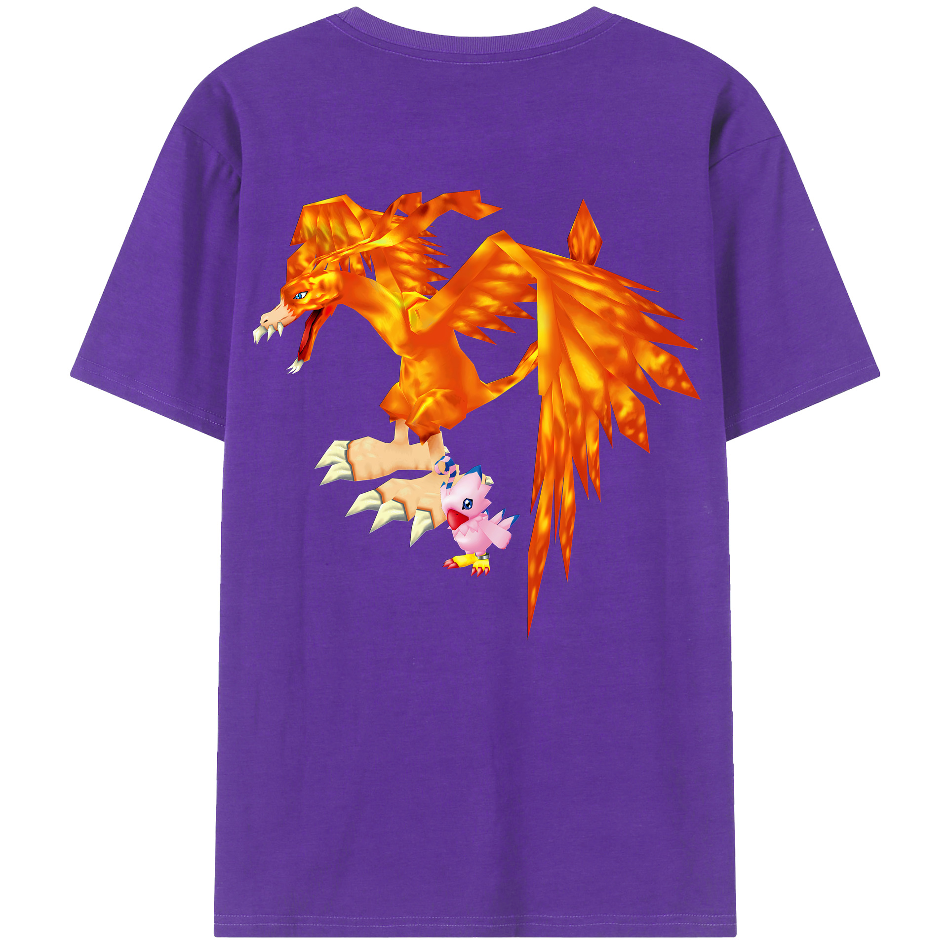（画像用） Digimon デジタルモンスター/デジモン 綿100％ メンズ半袖Tシャツ（バックプリント） 通気性