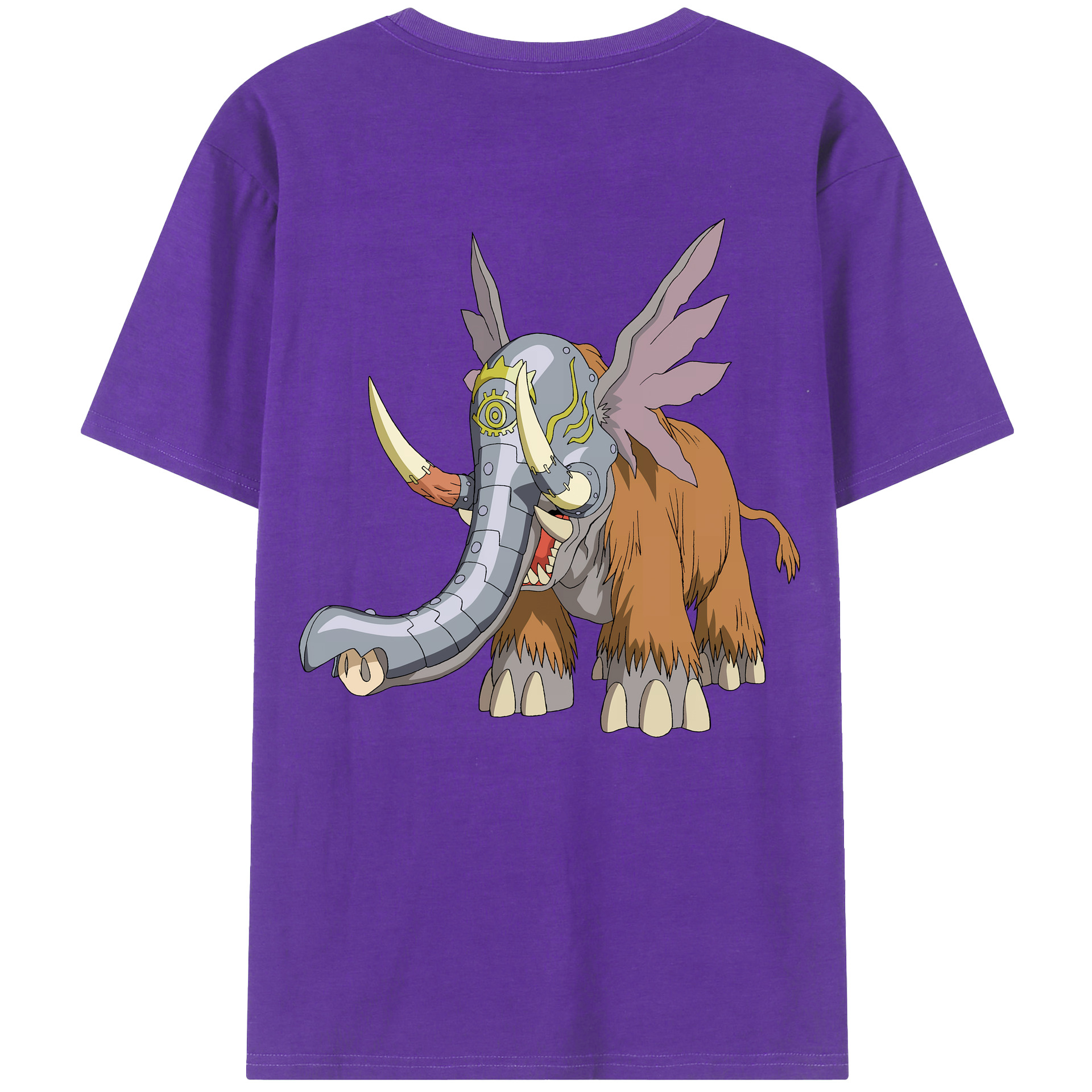 （画像用） Digimon デジタルモンスター/デジモン 綿100％ メンズ半袖Tシャツ（バックプリント） 通気性