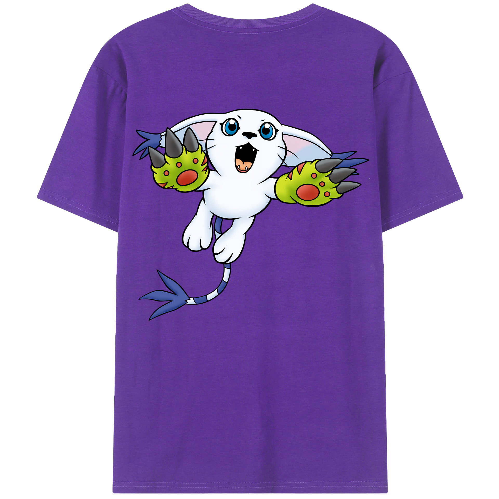 （画像用） Digimon デジタルモンスター/デジモン 綿100％ メンズ半袖Tシャツ（バックプリント） 通気性