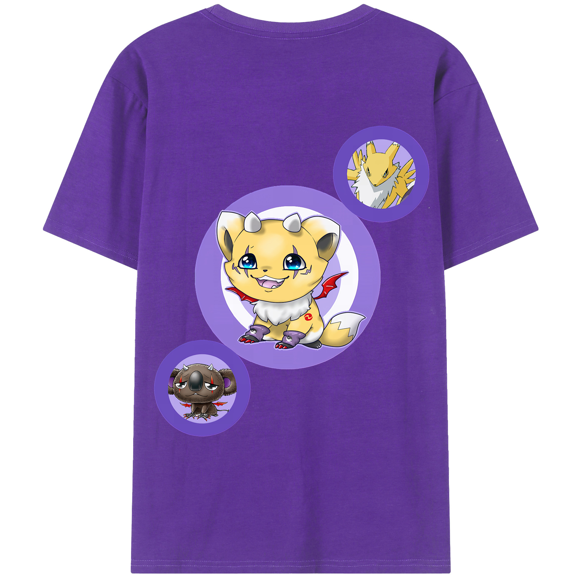 （画像用） Digimon デジタルモンスター/デジモン 綿100％ メンズ半袖Tシャツ（バックプリント） 通気性